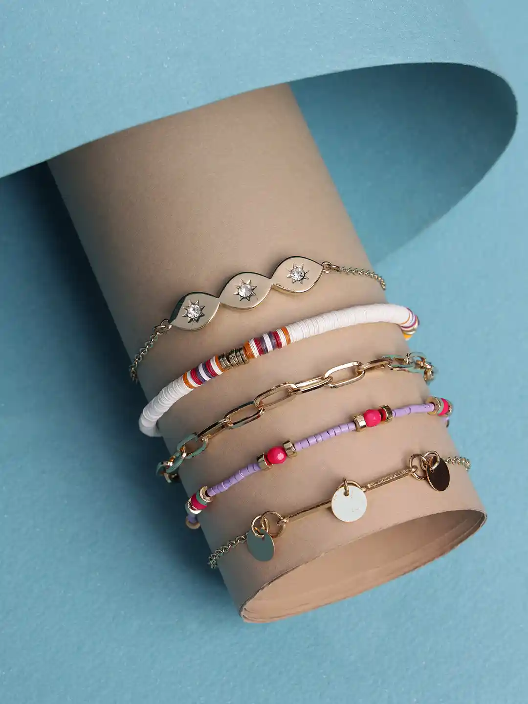 Buy VOGUE PANASH Women Set of Gold-Plated Red Charm Bracelets