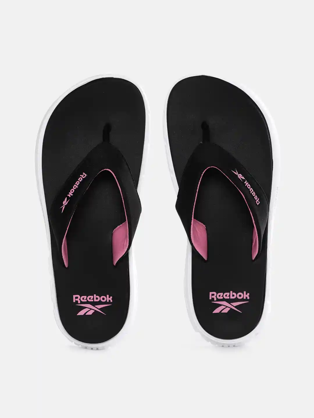 Buy Reebok Women Black Pink Brand Logo Print Thong Flip-Flops