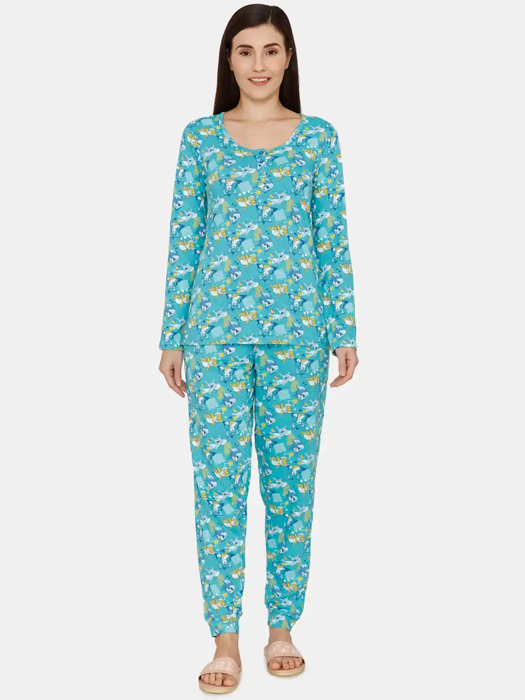 Buy Zivame Women Blue Yellow Tom Jerry Printed Pure Cotton