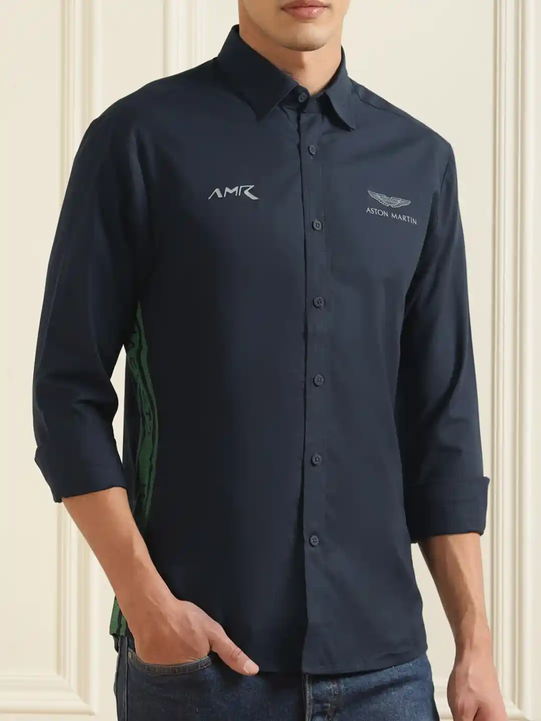 Buy HACKETT LONDON Men Navy Blue Side Detailing Casual Shirt