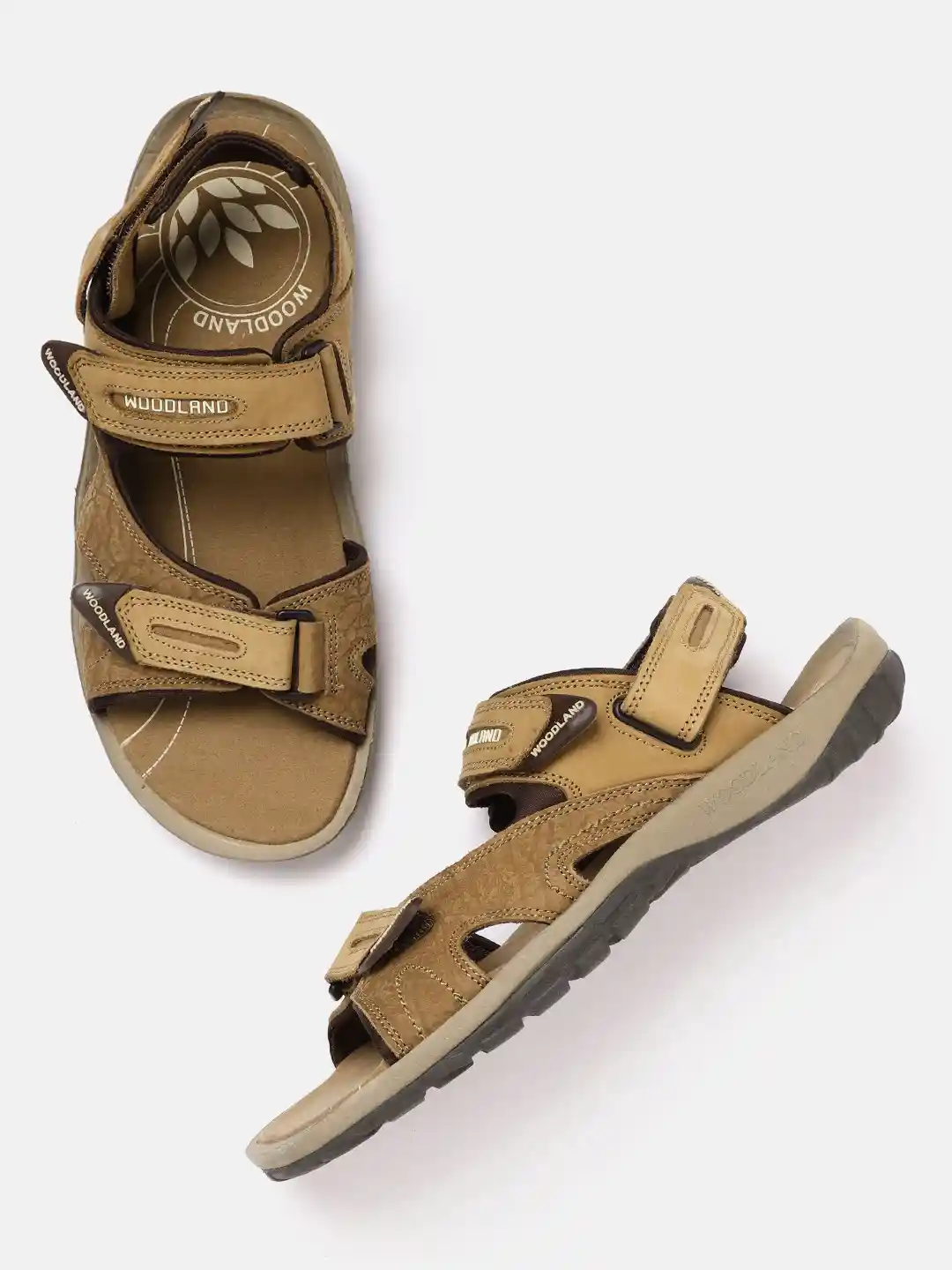Khaki Sandals Ajio Woodland Men's Leather Slippers Buy