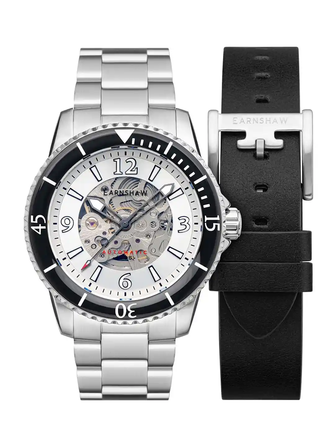 Buy EARNSHAW Men White Skeleton Dial Analogue Automatic Watch ES