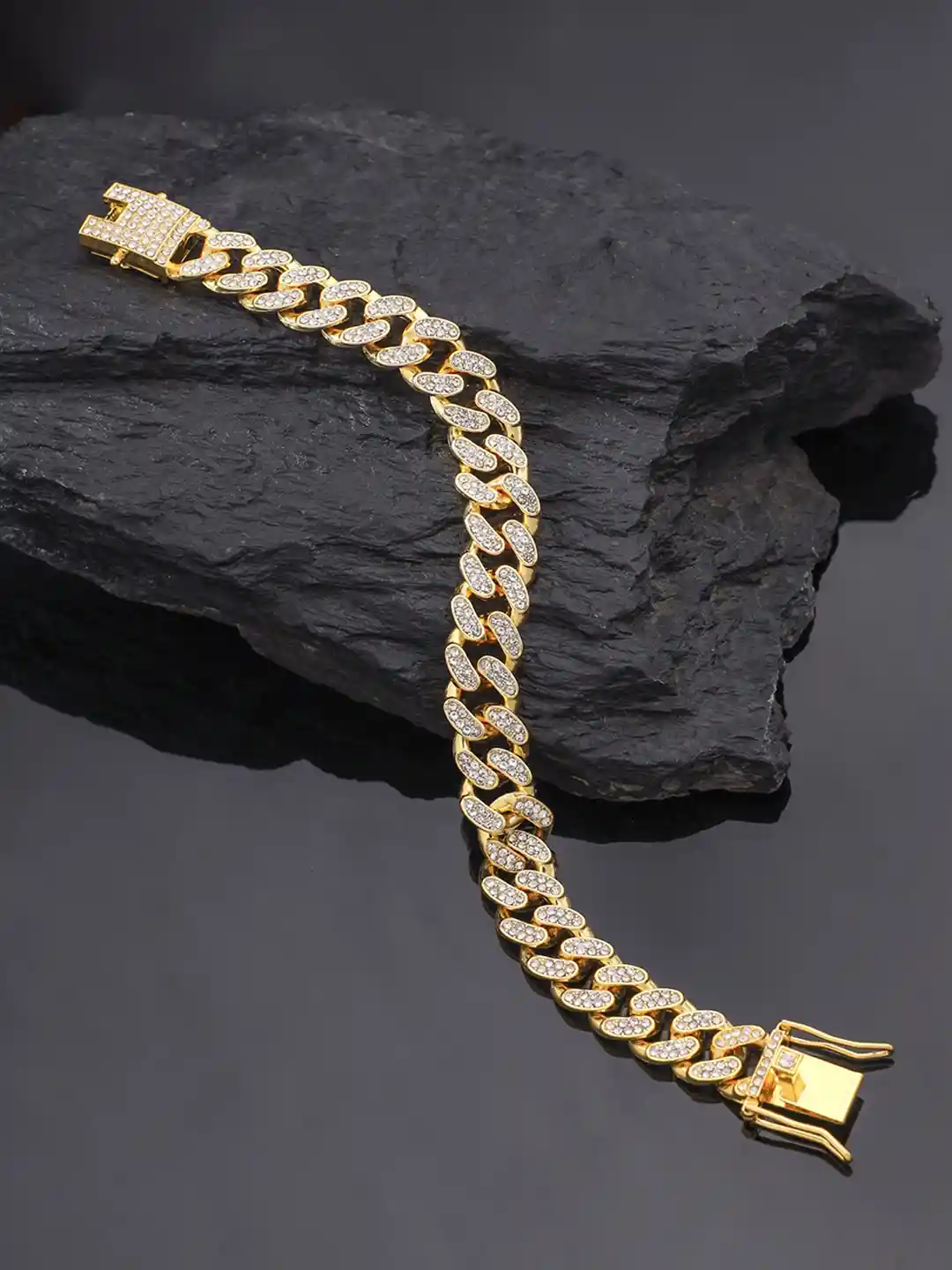 Buy Yellow Chimes Men Gold-Toned White Gold-Plated Link Bracelet