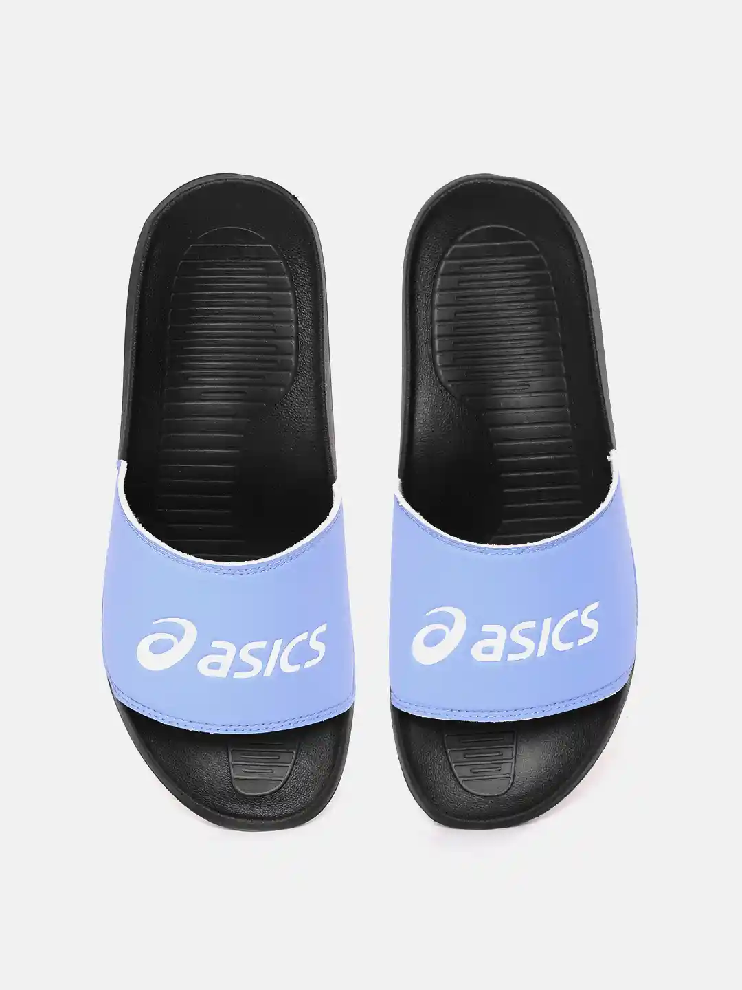 Buy ASICS Unisex Lavender White Brand Logo Print Sliders Flip