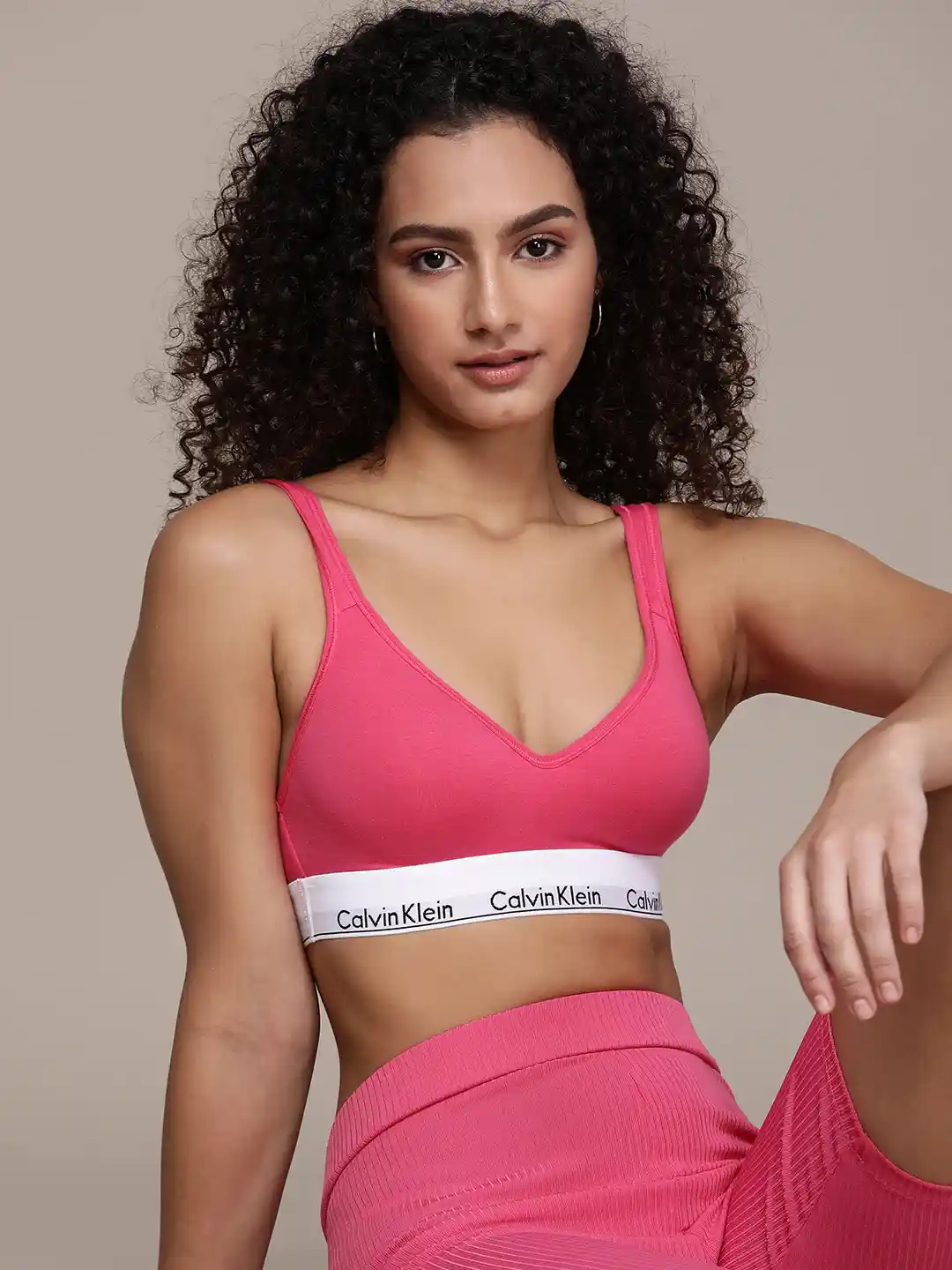 Bra Pink Bralette Crop Top Calvin Klein Underwear Pink Typography