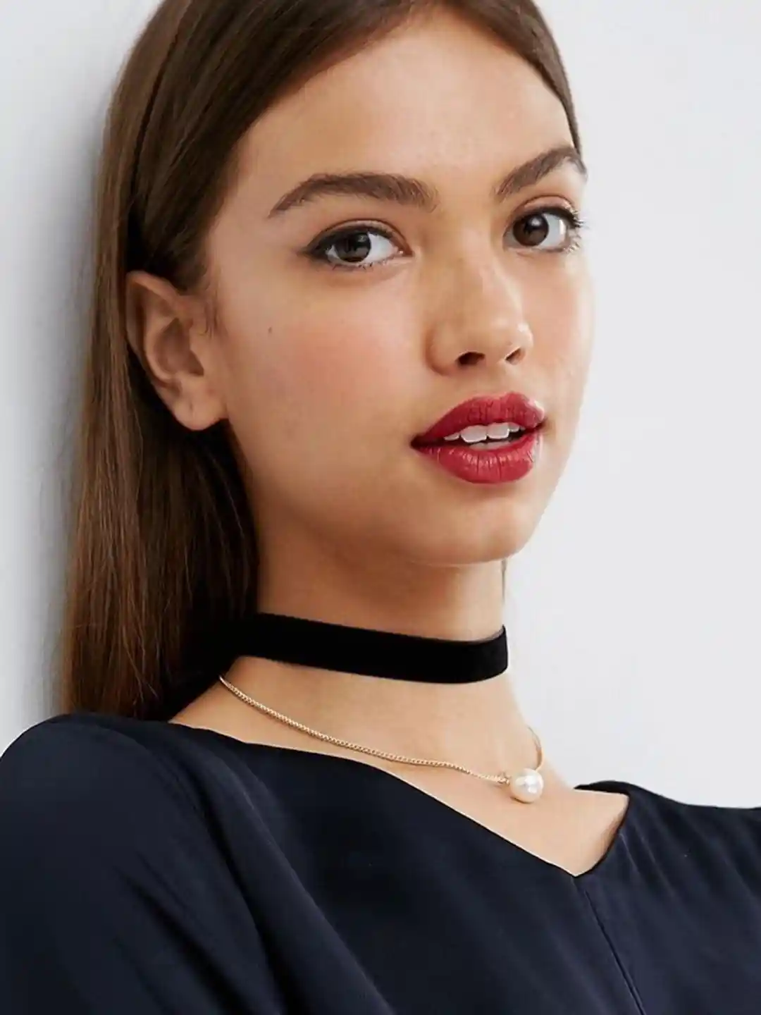 Buy OOMPH Black Gold-Toned Layered Velvet Choker Necklace