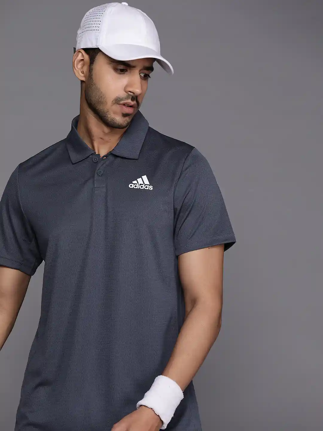 Buy ADIDAS Men Navy Blue Polo Collar T-shirt with Rdy