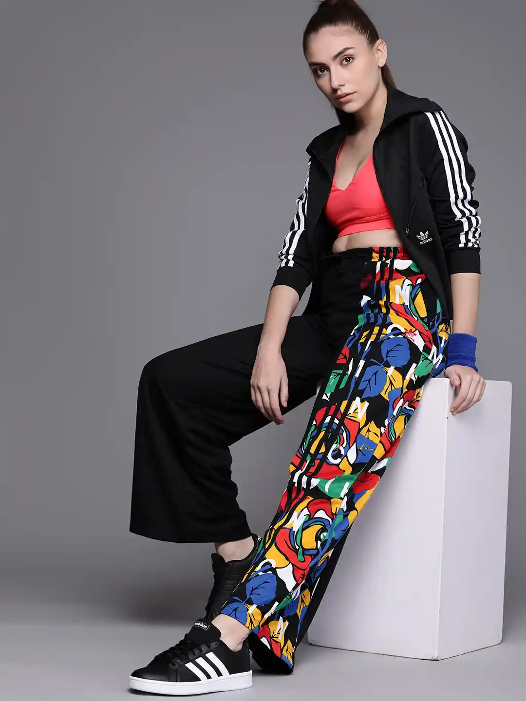 Buy ADIDAS Originals Women Black Red Conversational Print Flared