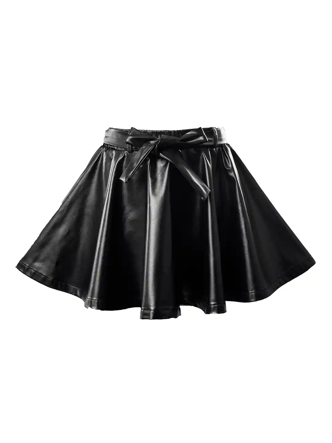 Buy Hunny Bunny Girls Black Flared Faux Leather Skirt With
