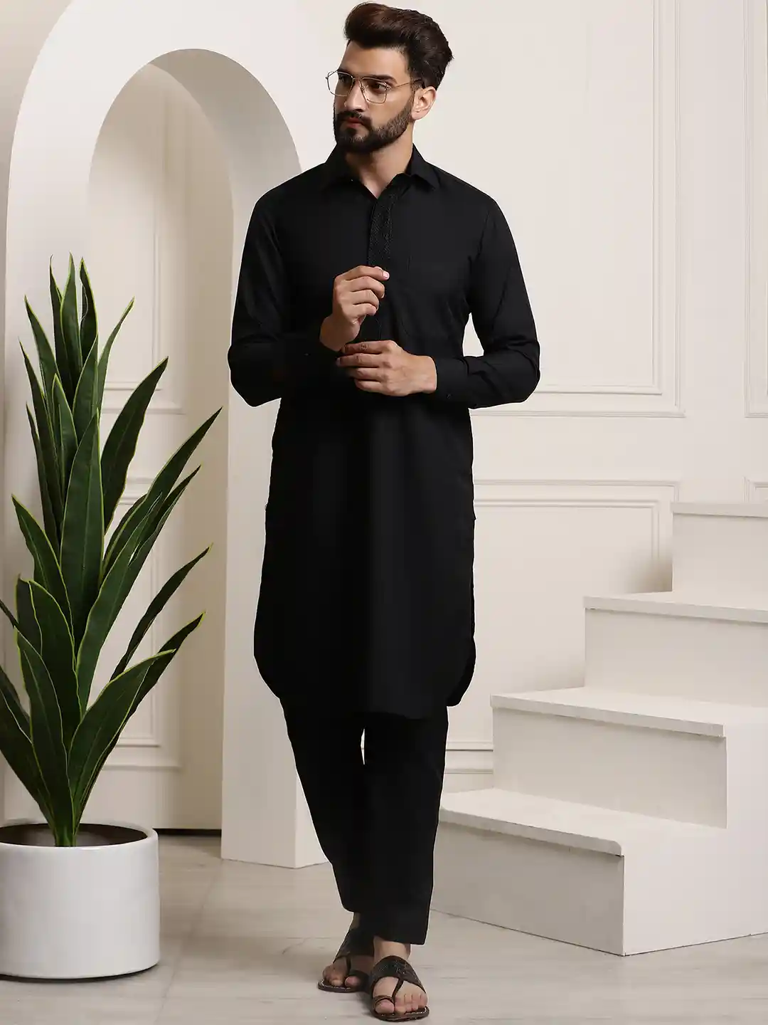 Black New Design Kurta Pajama Man Pathani Kurta Kurta Pajama Black