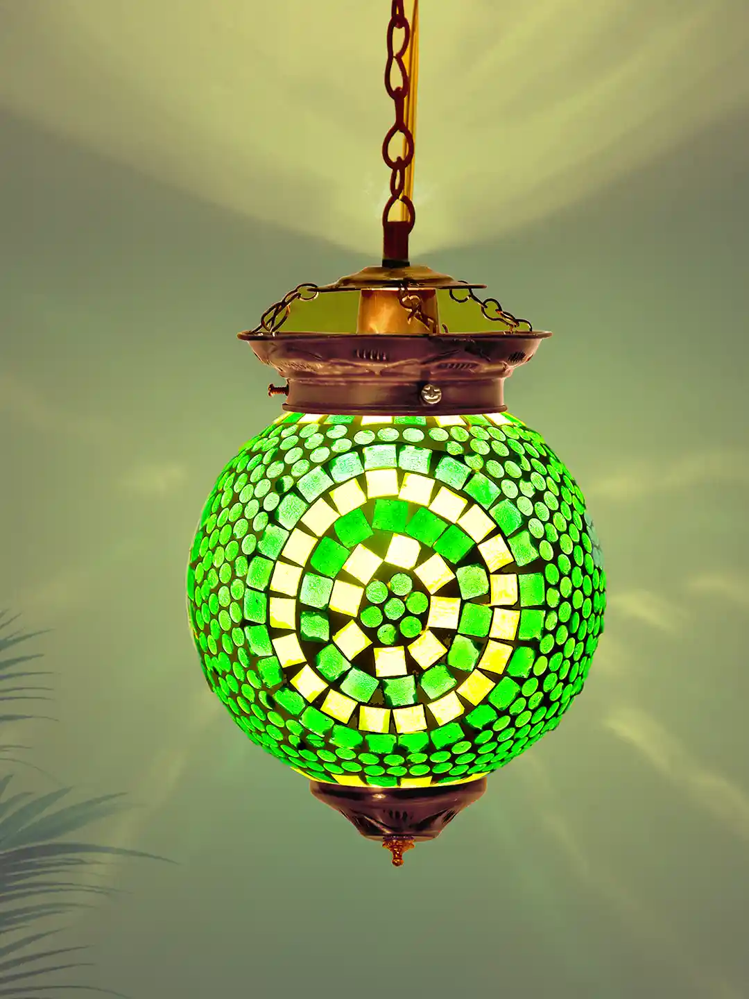 Buy Homesake Green Moroccan Mosaic Spherical Ceiling Hanging Lamp
