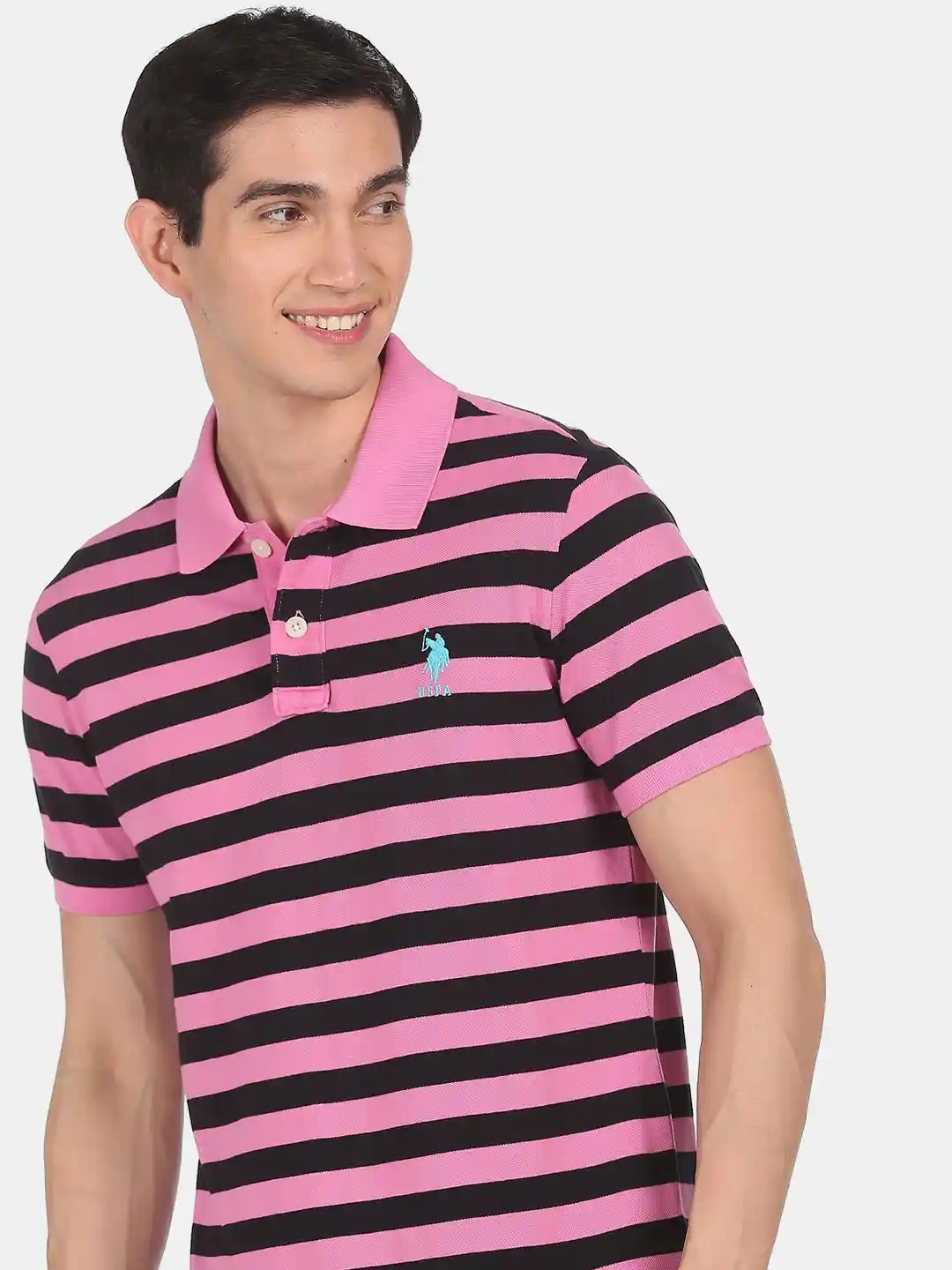 Mens Pink Striped Polo Shirt Buy U S Polo Assn Men Pink Black