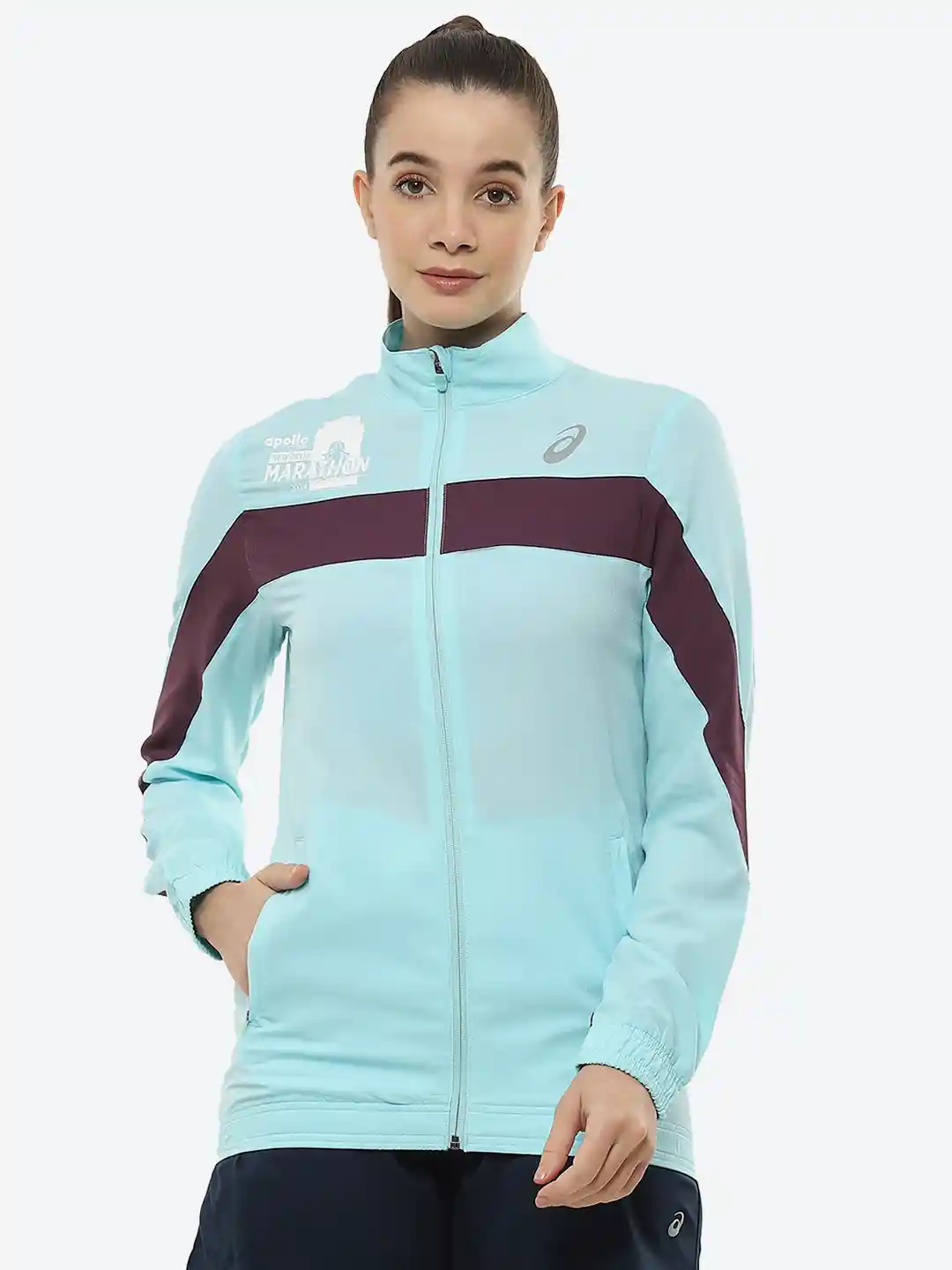 Buy ASICS Women Blue Purple Colourblocked Sporty Running Jacket