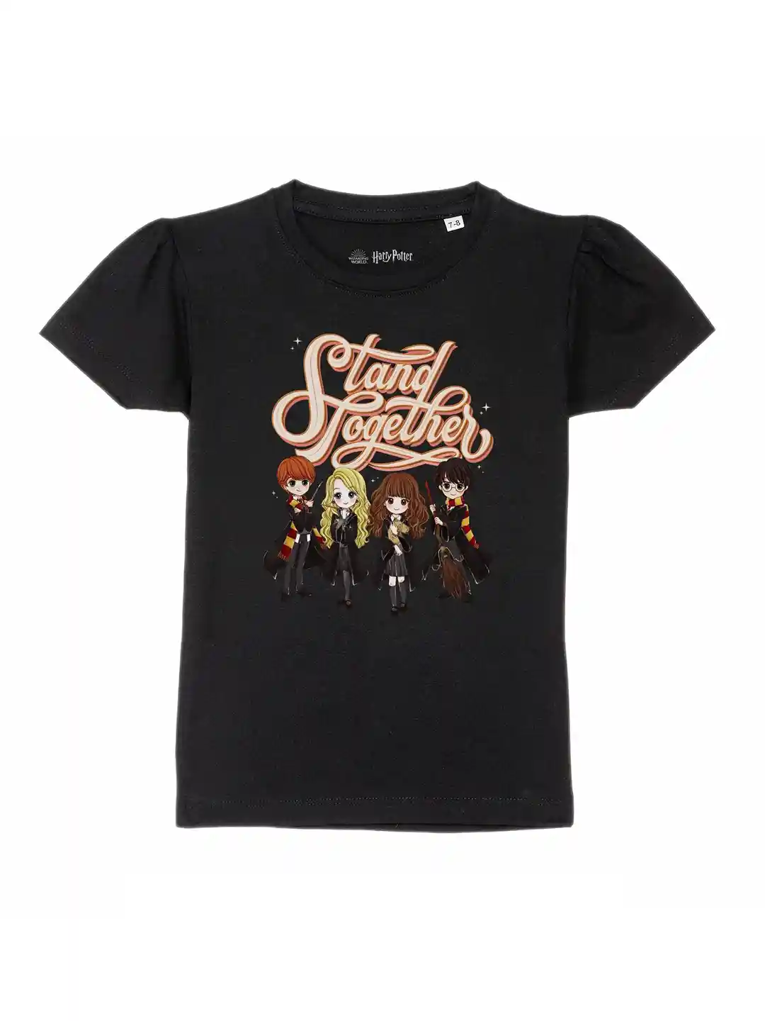 Harry Potter by Wear Your Mind Girls Black Harry Potter Printed Pure Cotton  T-shirt