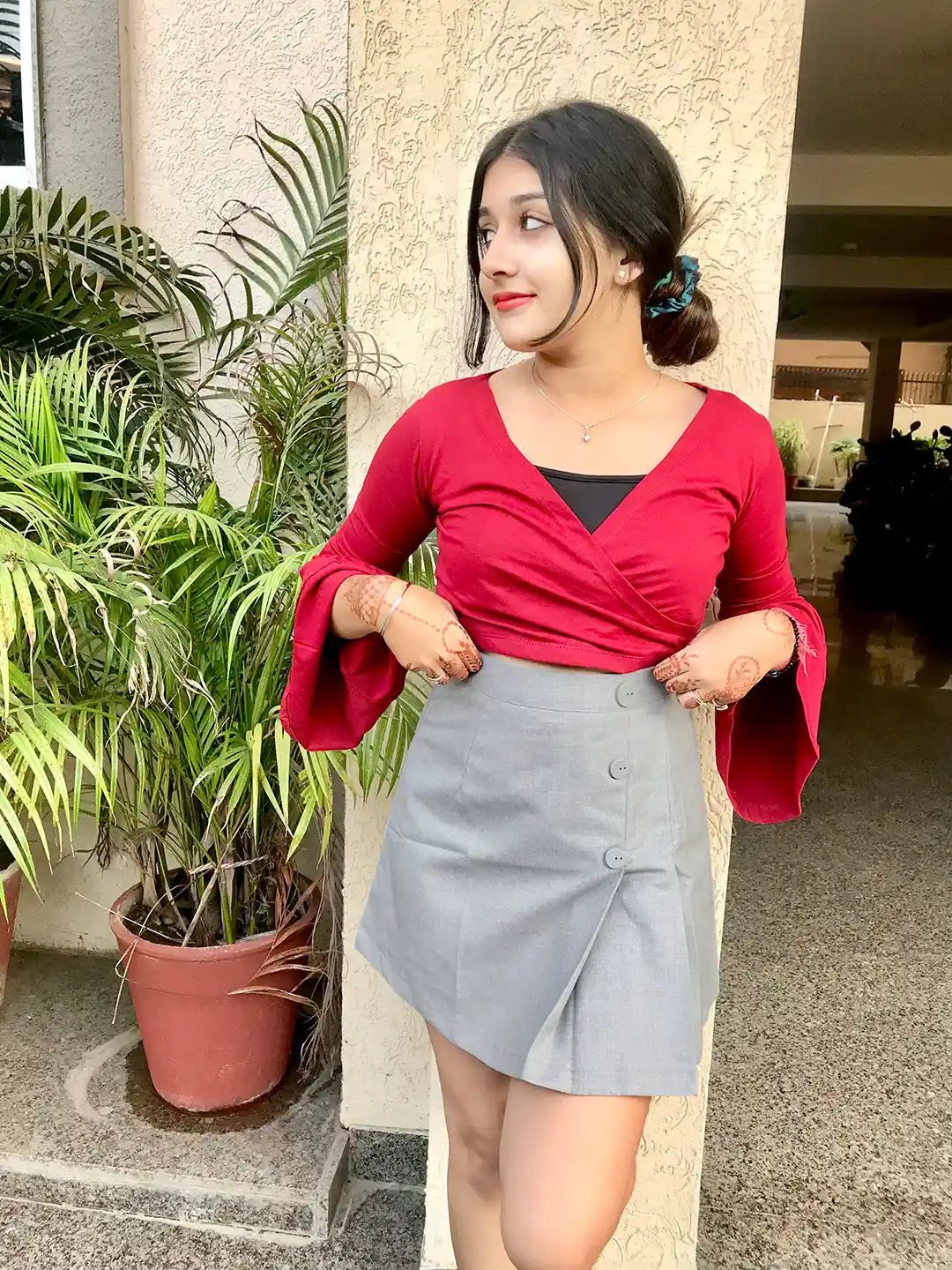 Pencil Skirt Grey Kick Pleat Skirt School Grey Business Skirt