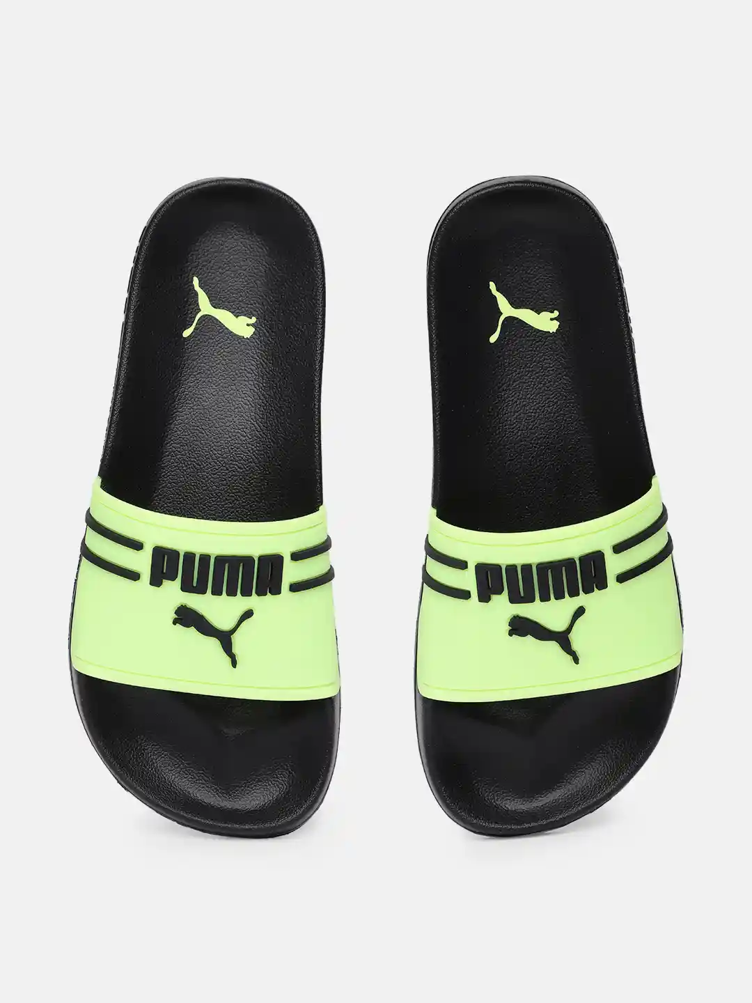 Slide Sandals Neon Lime Slides Puma Unisex Fizzy Lime Green Black Brand  Logo Applique Leadcat Neon