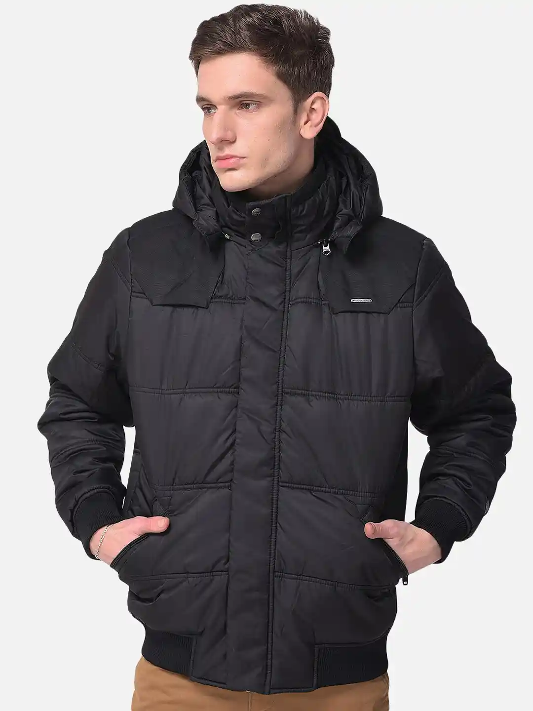 Buy Woodland Men Black Water Resistant Puffer Jacket Jackets for