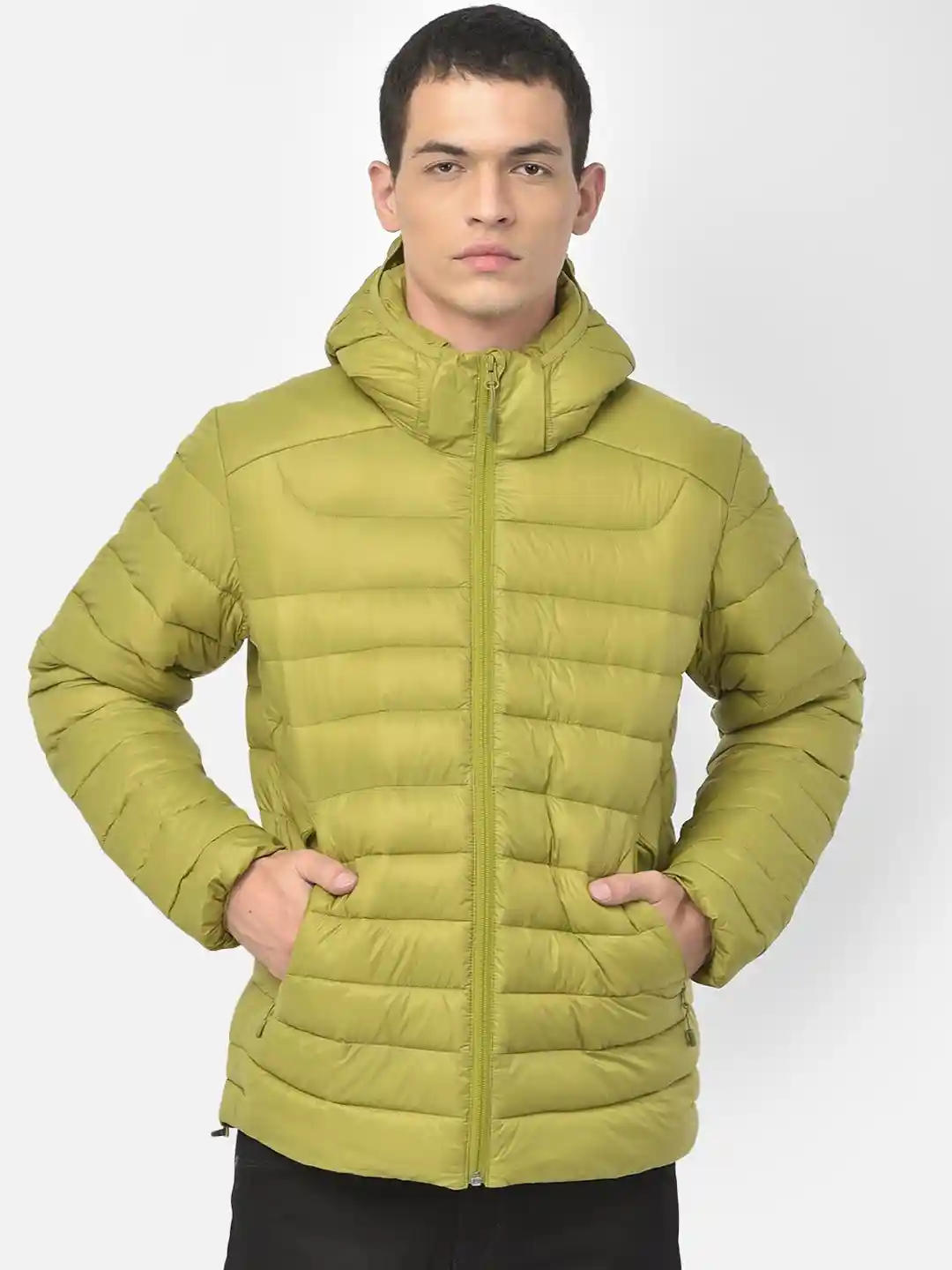 Buy Woodland Men Olive Green Water Resistant Longline Puffer