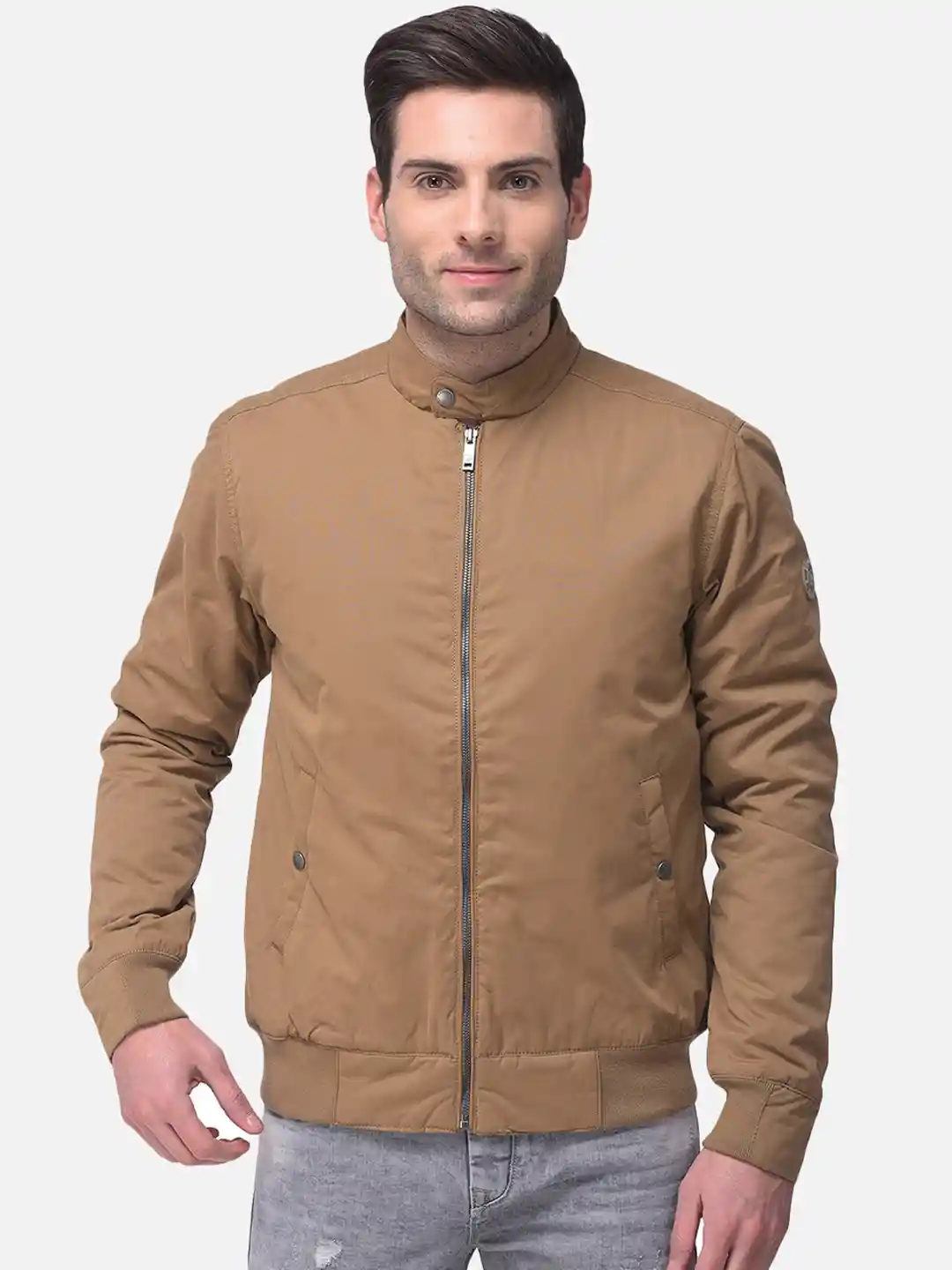 Buy Woodland Men Khaki Water Resistant Bomber Jacket Jackets for