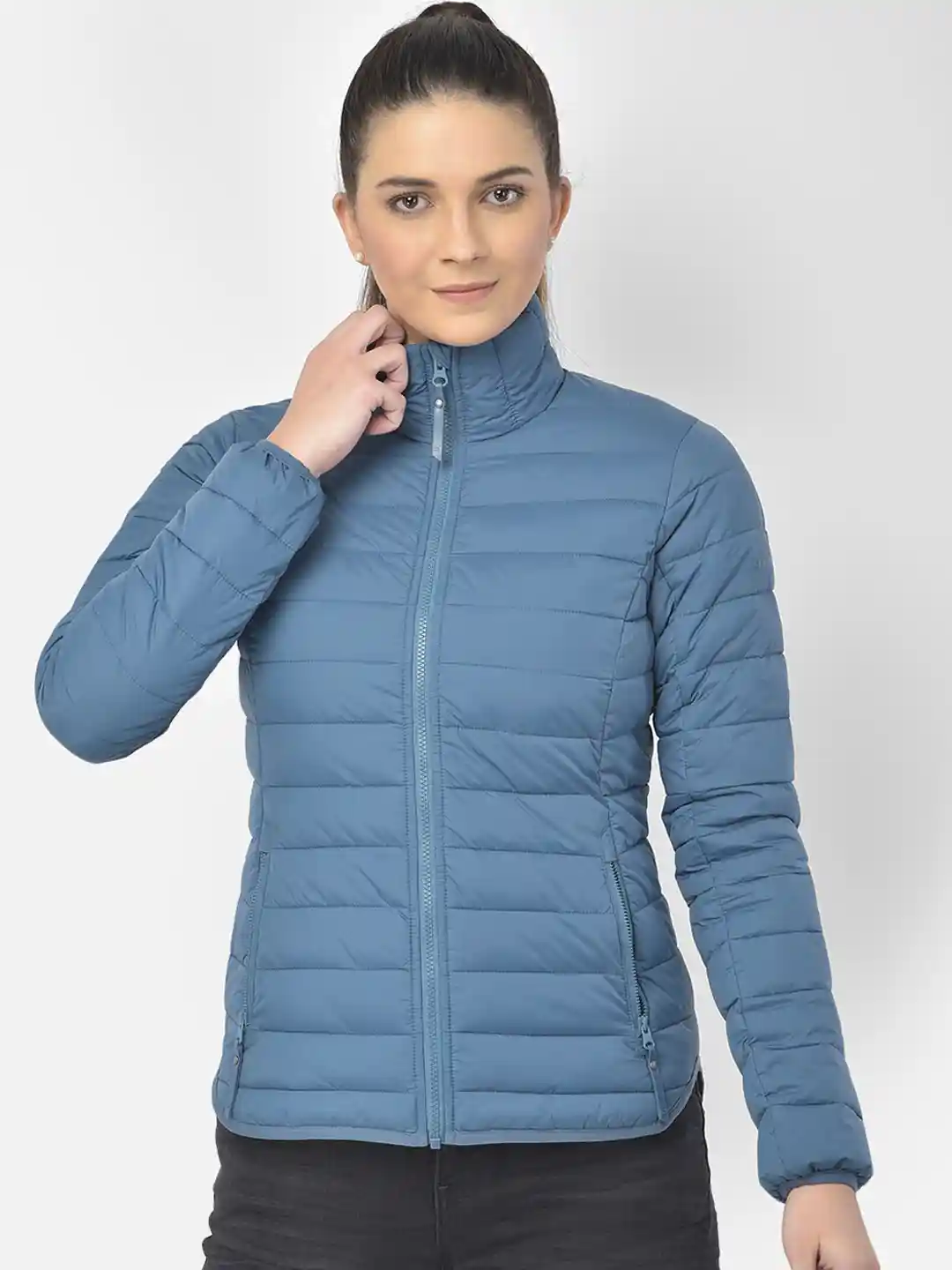 Buy Woodland Women Blue Water Resistant Puffer Jacket Jackets