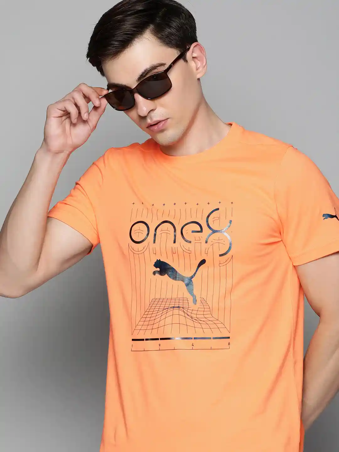 Buy one8 x PUMA Men Orange Brand Logo One8Core Pure Cotton Virat Kohli Slim  Fit T-shirt - Tshirts for Men 16848368 | Myntra
