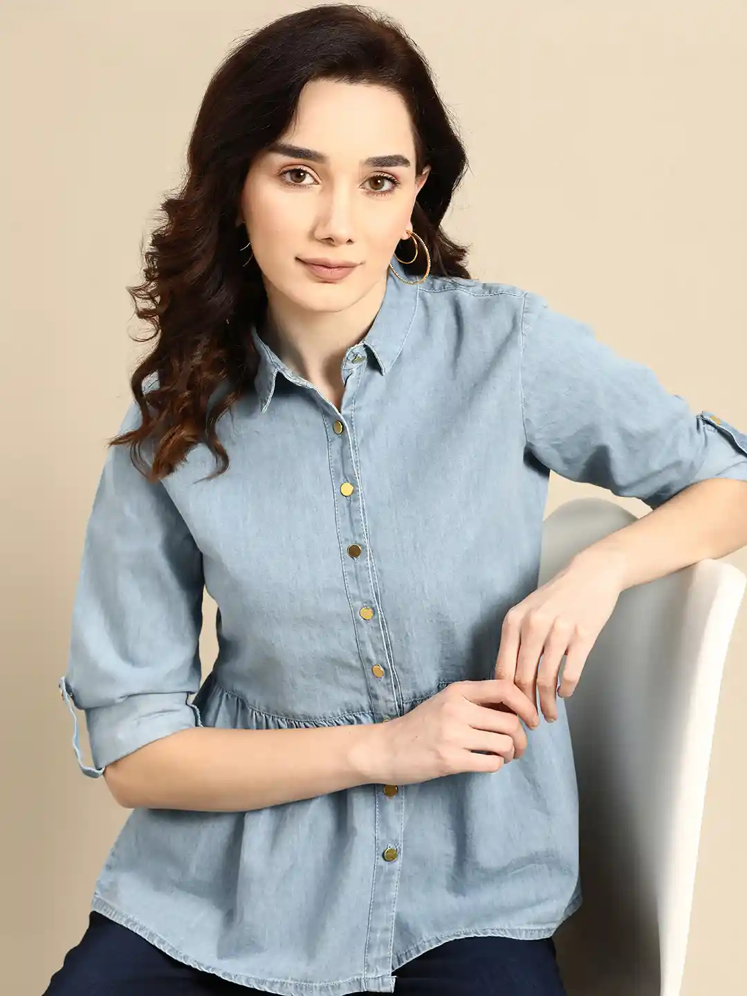 Buy all about you Women Blue Solid Pure Cotton Light Wash Denim