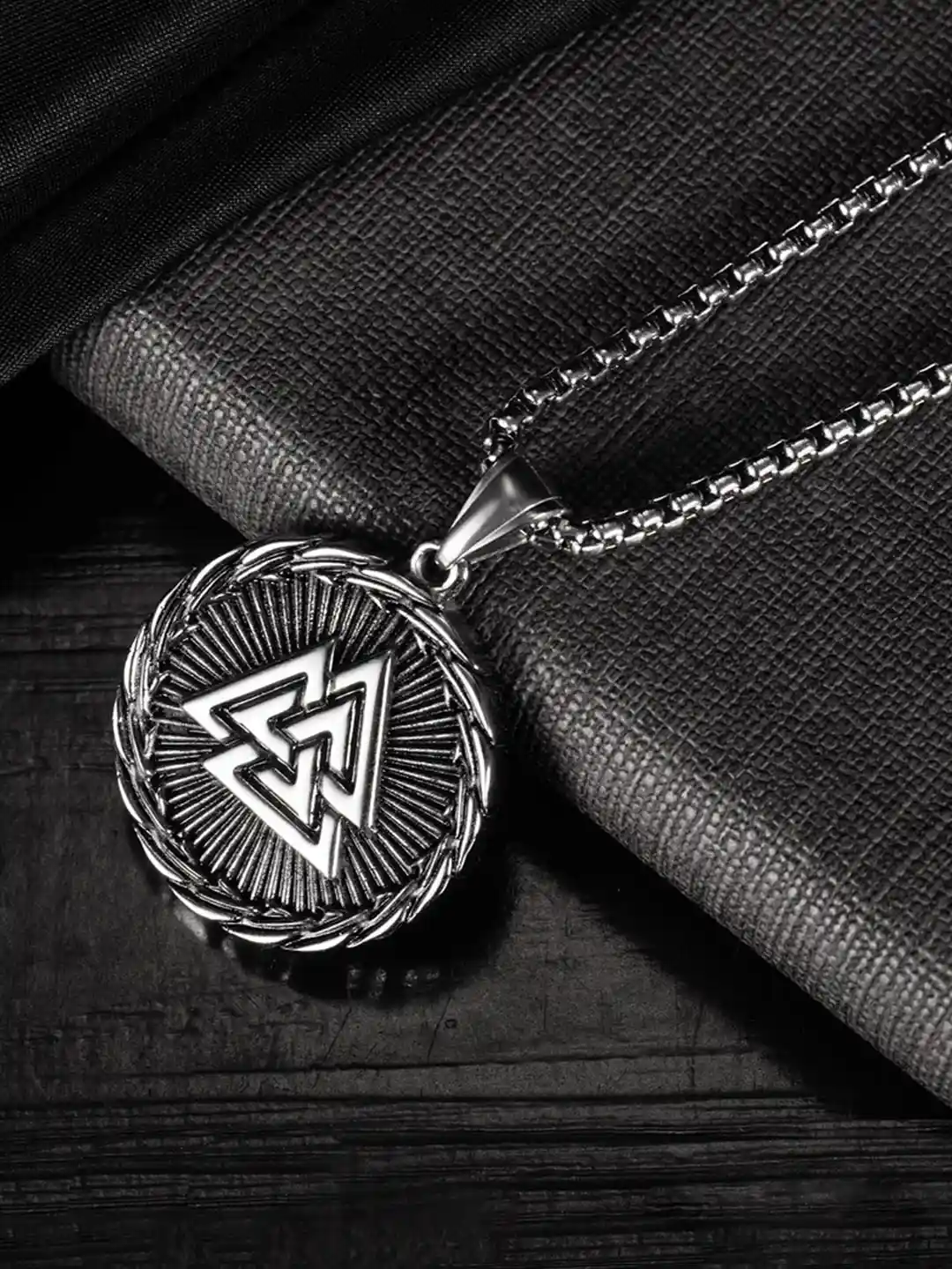 Buy Yellow Chimes Men Rhodium-Plated Black Silver Toned Pendant