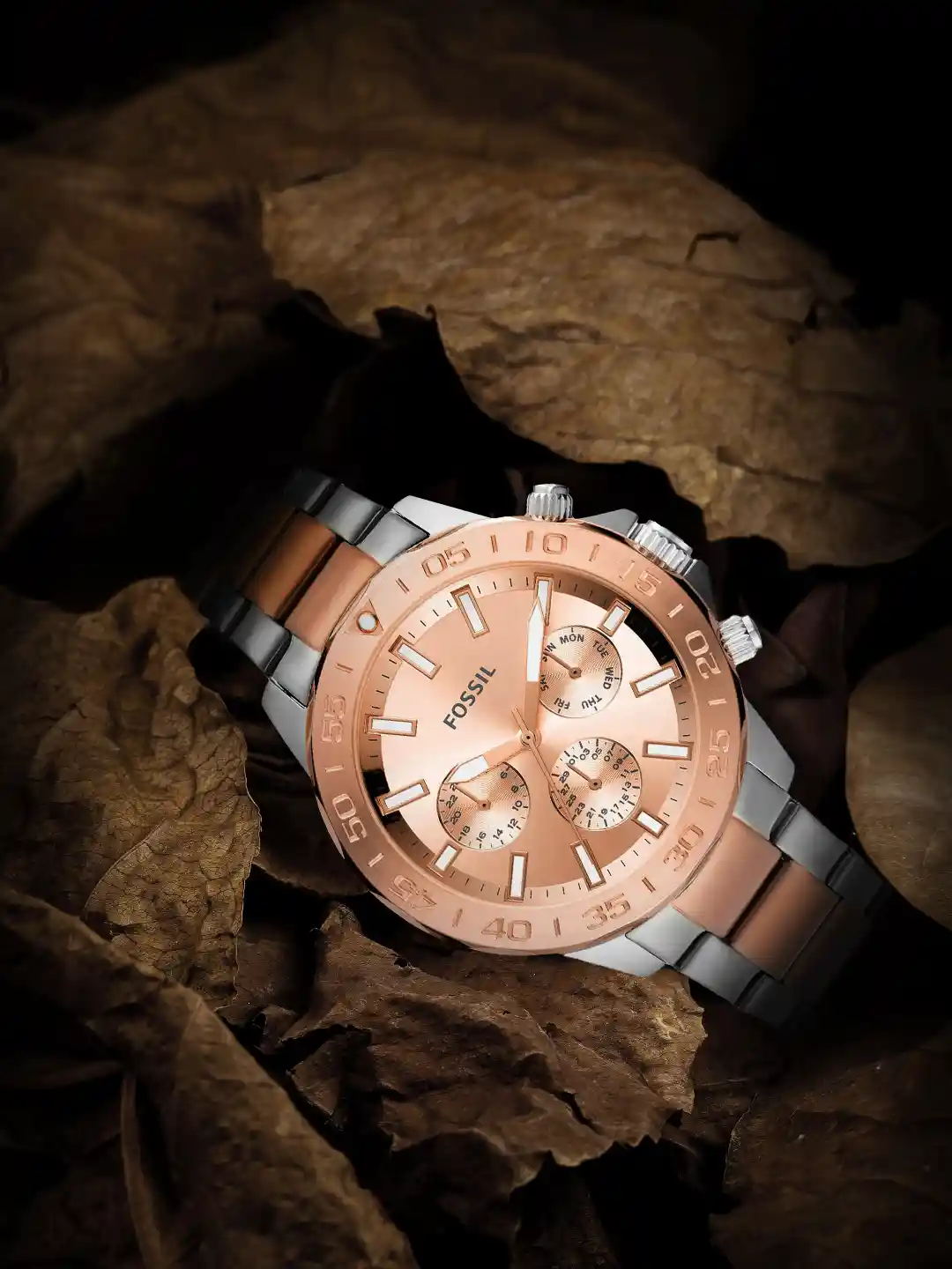 Buy Fossil Men Rose Gold-Toned Dial Multicoloured Stainless