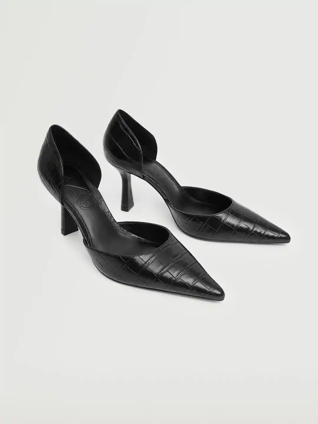 Buy MANGO Black Croc-Textured Pumps Heels for Women 16892592 - Main Image