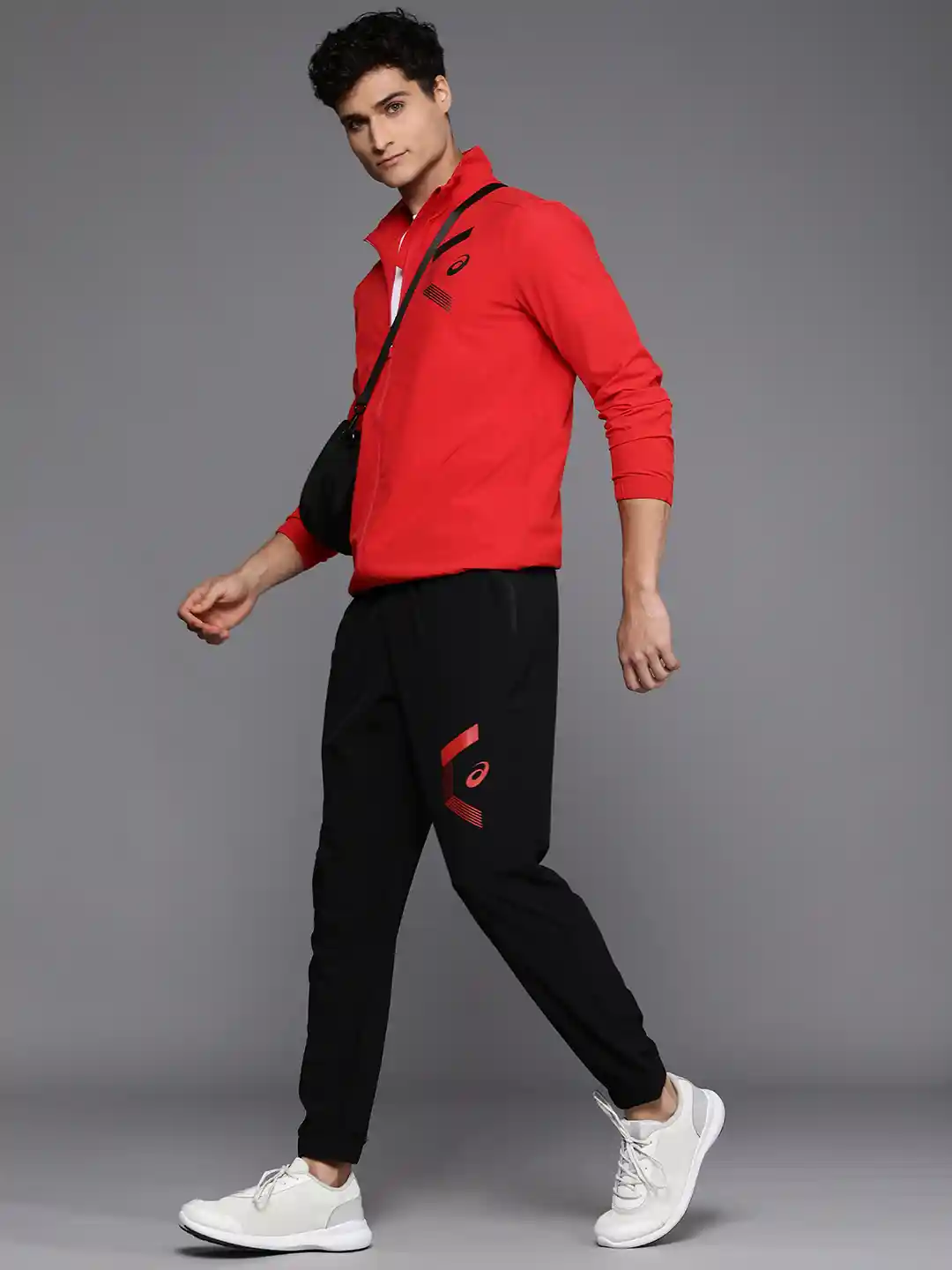 Buy ASICS Men Red Black Brand logo Printed Long Sleeve Open