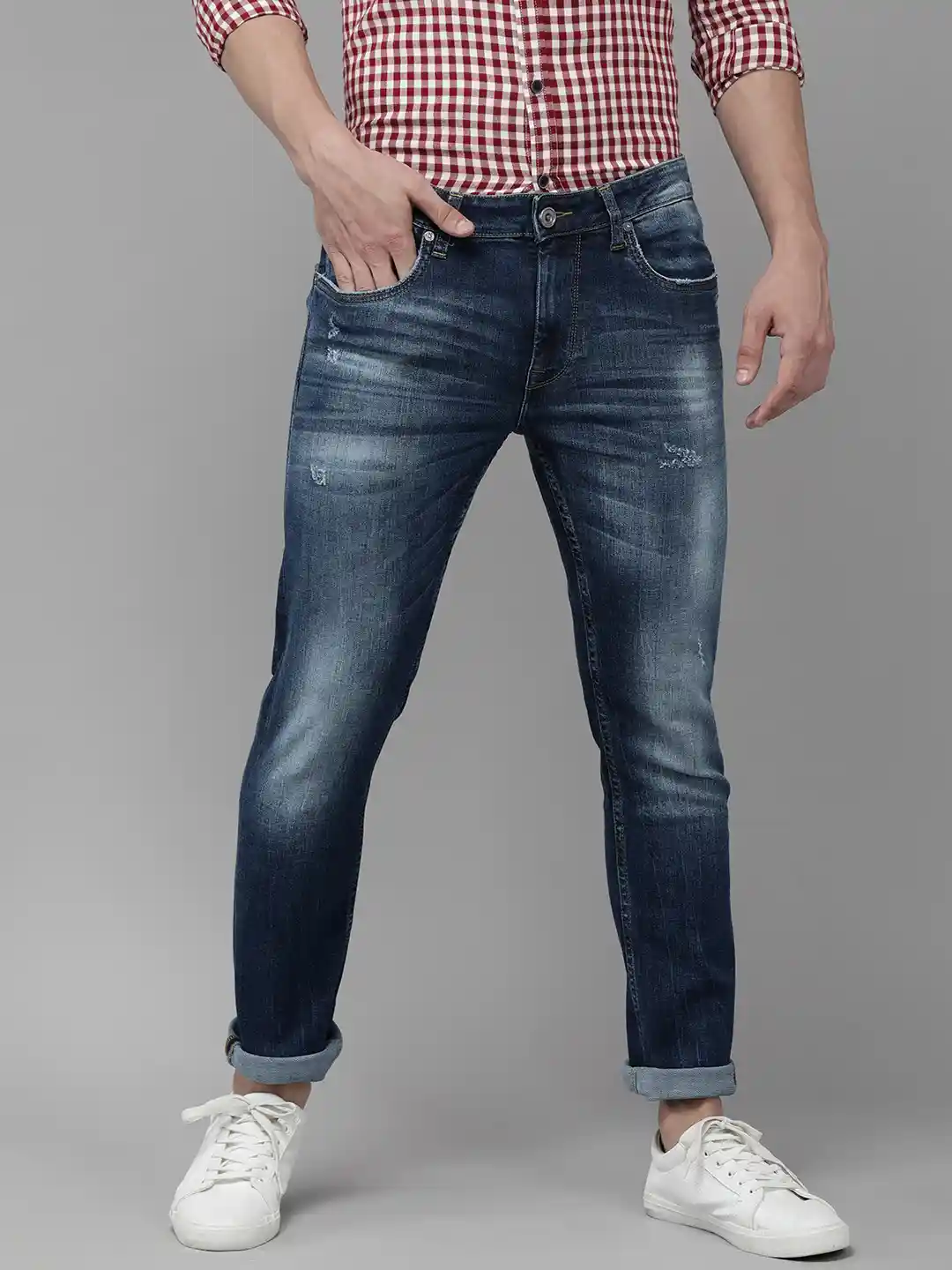 Buy Voi Jeans Men Blue Skin Tight Skinny Fit Mildly Distressed