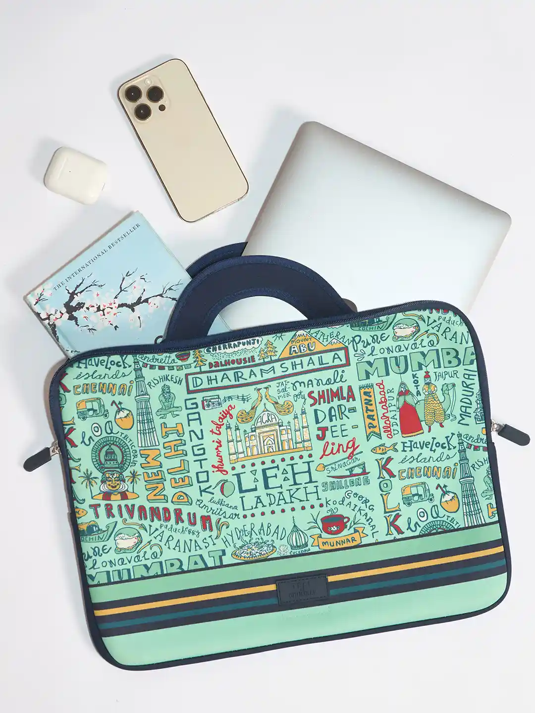 Buy TEAL BY CHUMBAK Unisex Blue Printed 15 inch Laptop Bag