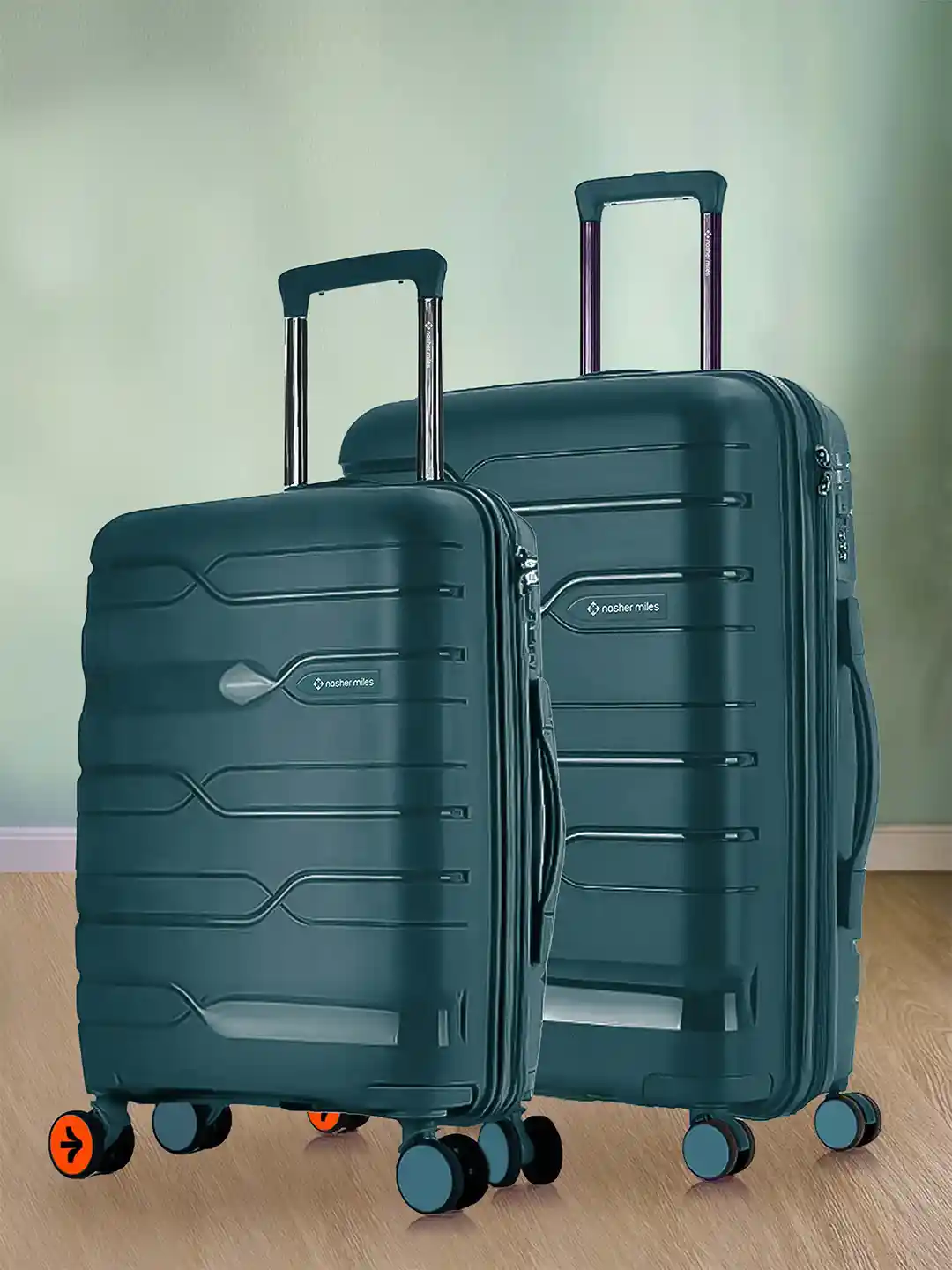 Nasher Miles Set of Paris Polypropylene Medium-Large Green Trolley Bags  (65-75 cm)