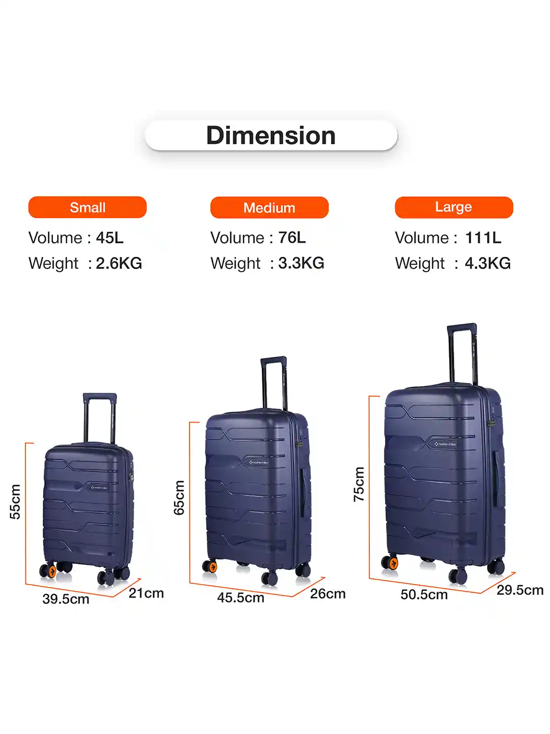 Size Chart Large Size Luggage Bag Nasher Miles Paris Hard-Sided  Polypropylene Check-in Luggage 28 Inch 75cm Wheels Large Trolley Bag For  Travel
