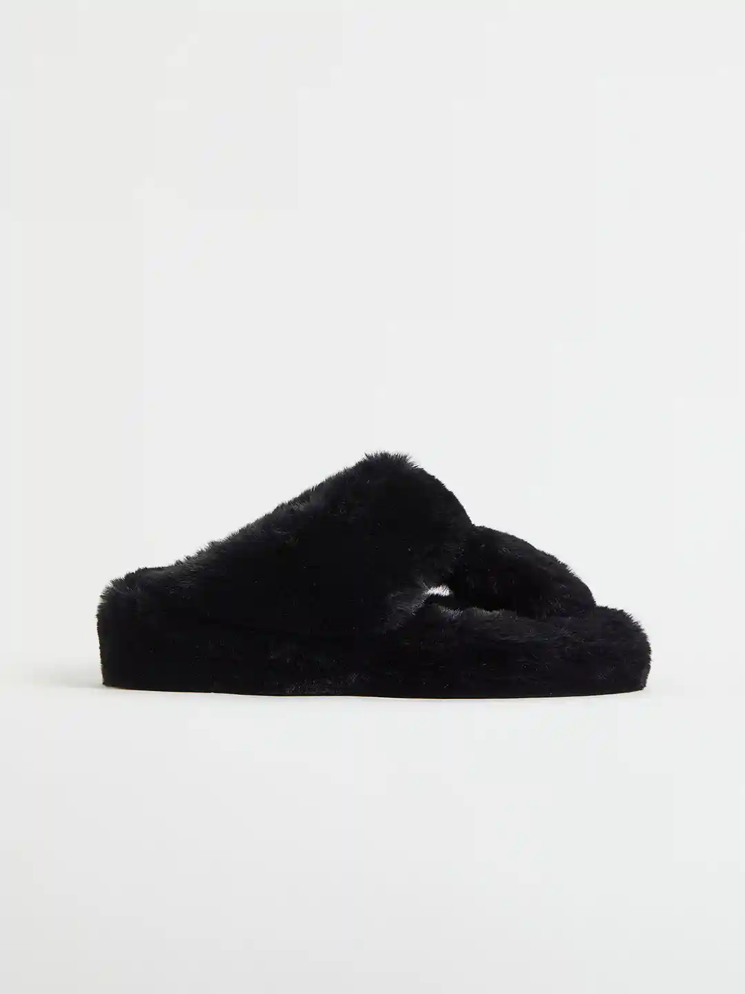 Buy H&M Women Black Faux Fur Slippers Flip Flops for Women
