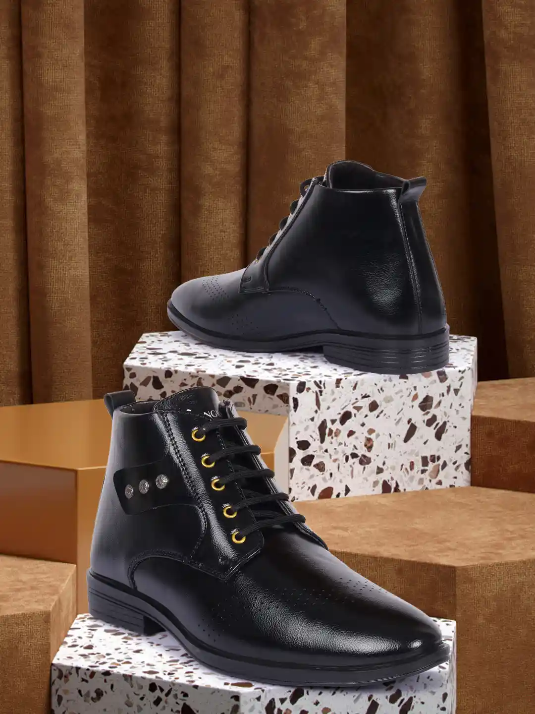 Buy Longwalk Men Black Solid Synthetic Leather High Top Formal