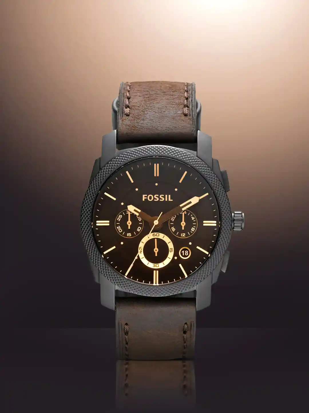 Buy Fossil Men Black Dial Brown Leather Straps Analogue Watch