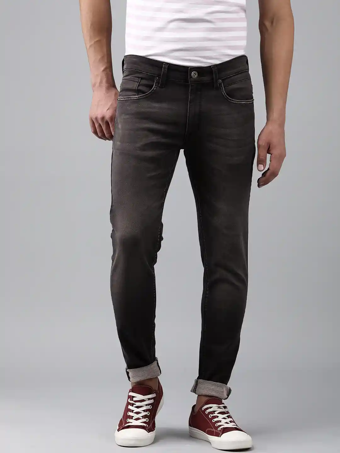 BEAT LONDON by PEPE JEANS Men Black Skin Tight Skinny Fit Heavy Fade  Stretchable Jeans