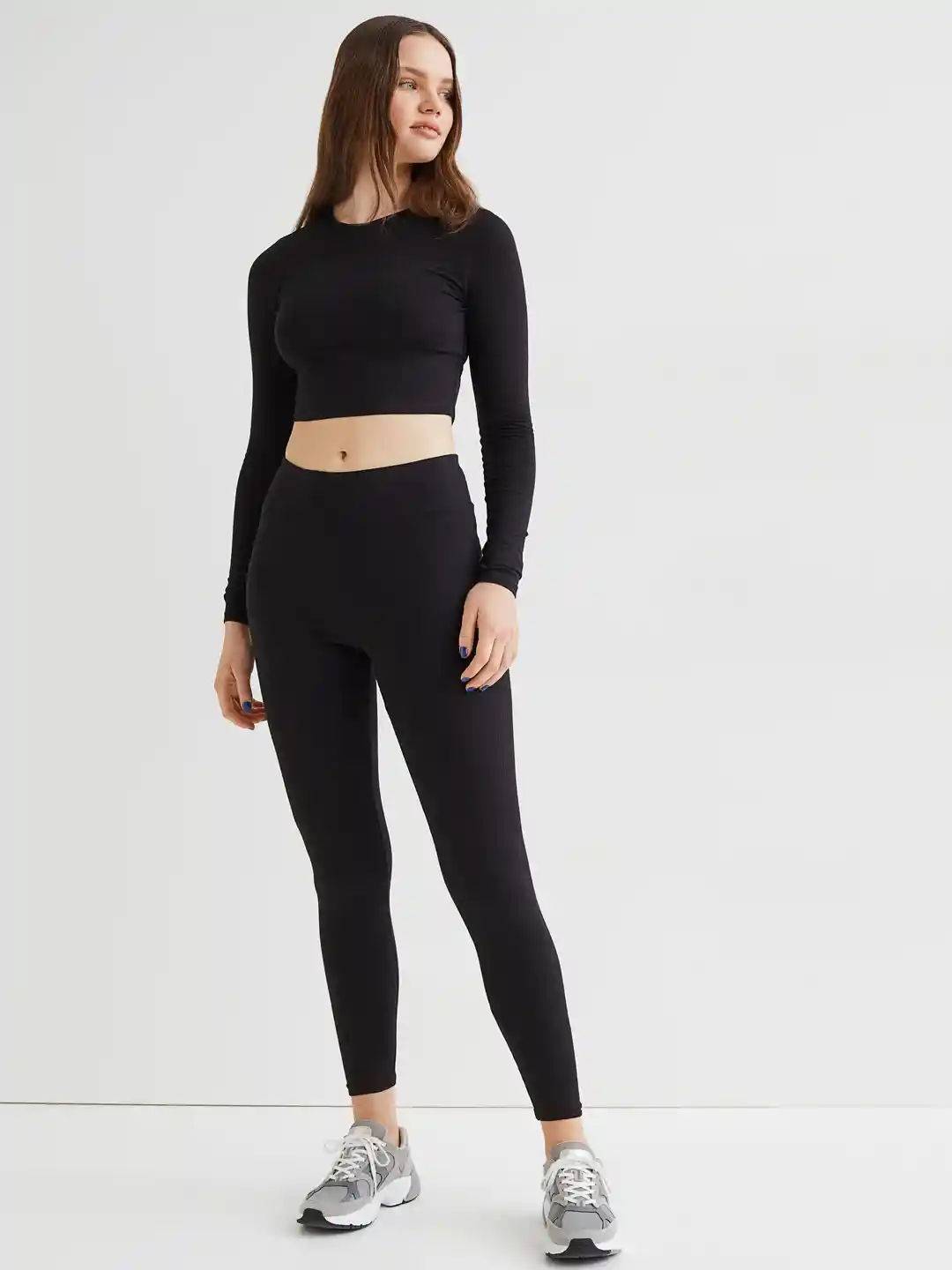 Myntra Guess Mens Leggings H&M Women Black Solid High-Waisted Leggings