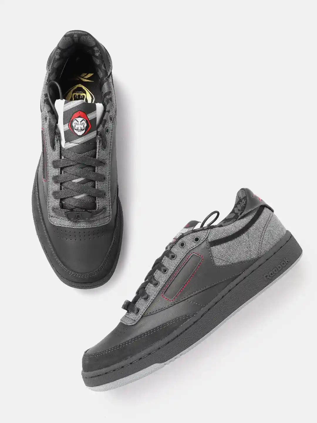 Leather Shoes Black And Grey Reeboks Reebok Classic Men Black Grey