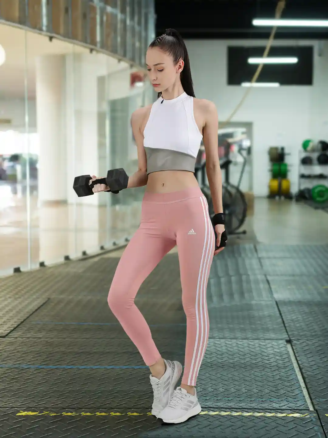 ADIDAS Women Pink Loungewear Essentials 3-Stripes Tights