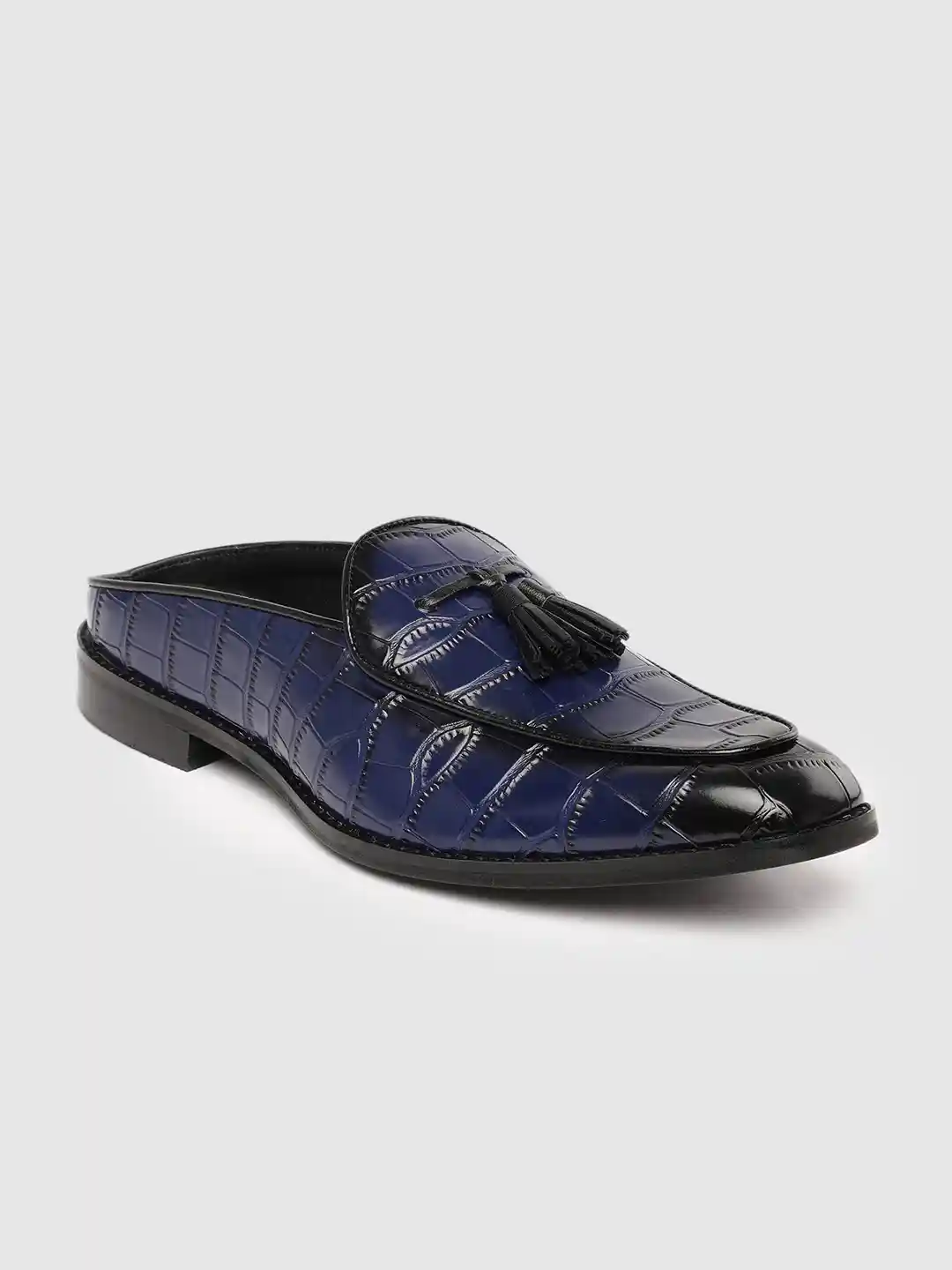 Buy The Alternate Men Navy Blue Textured PU Mules Casual Shoes