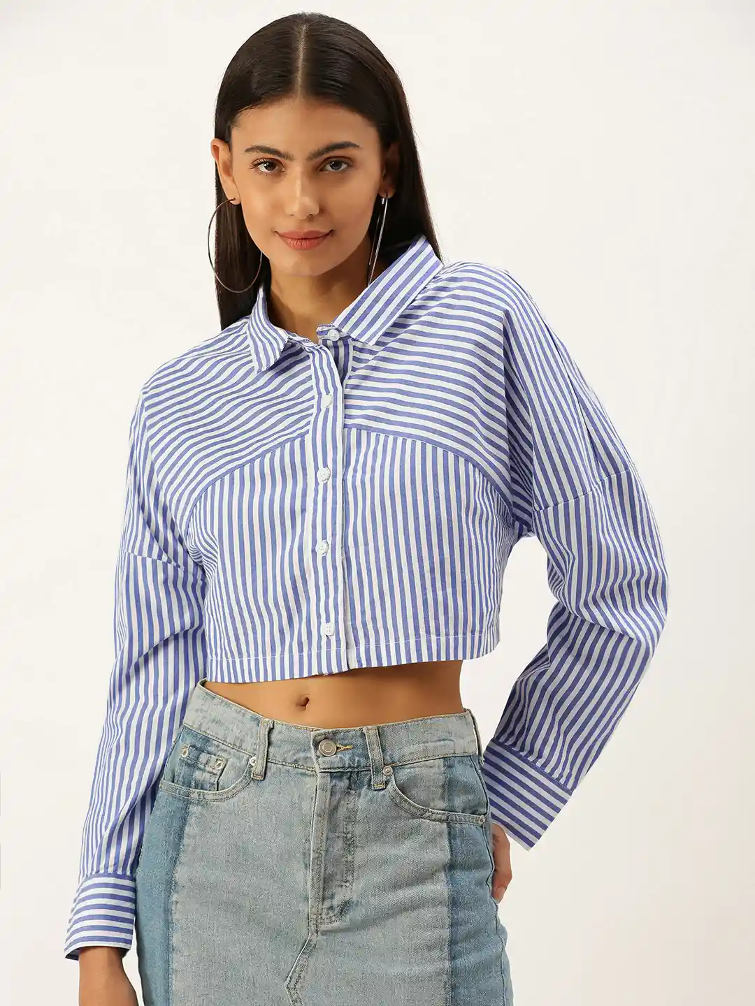 Womens Shirts Striped Long Sleeve Shirt Forever 21 Buy FOREVER 21