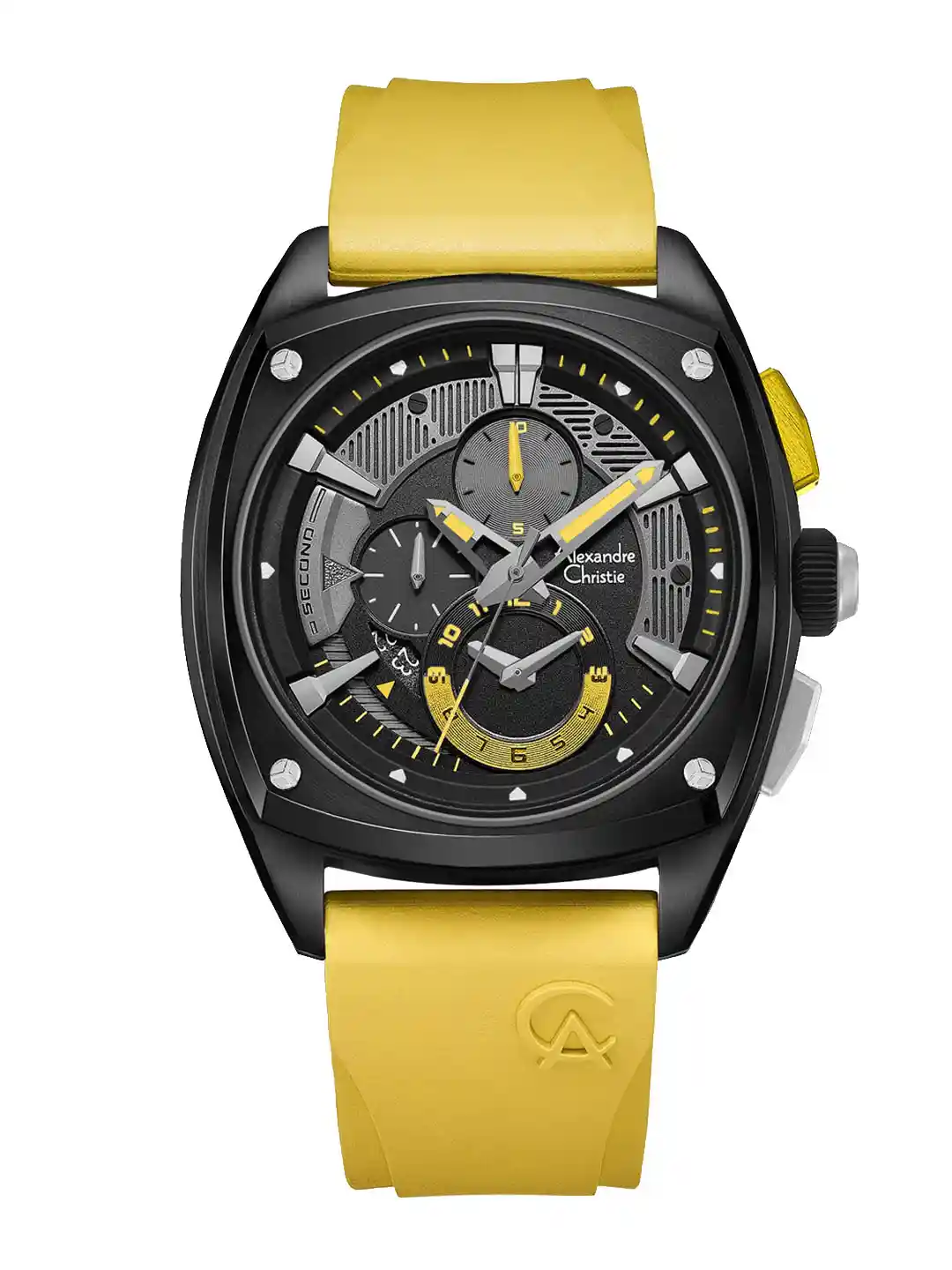 Buy Alexandre Christie Men Black Dial Yellow Straps Analogue