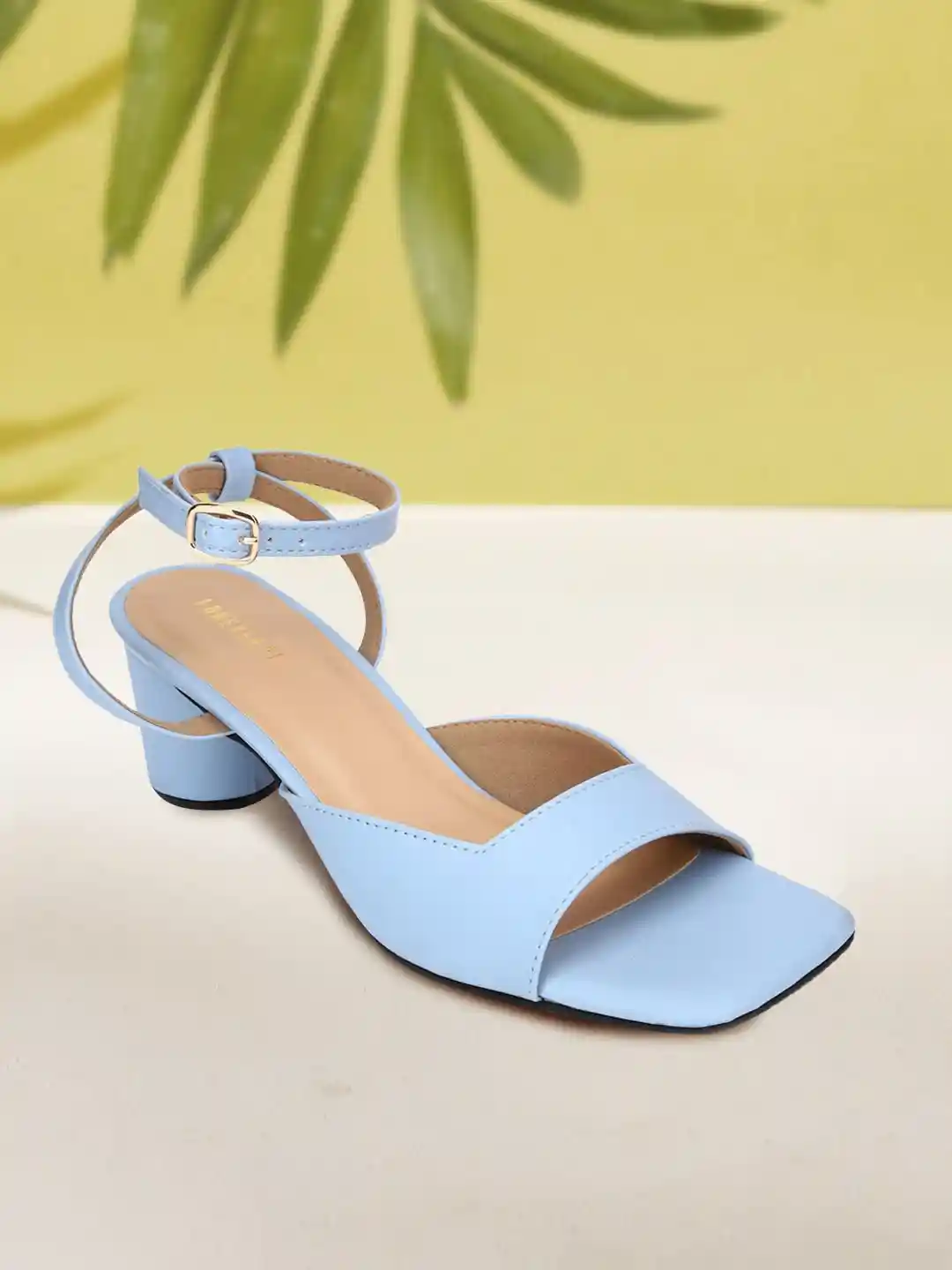 Buy FOREVER 21 Blue Leather Open-Toe Block Heels Heels for Women