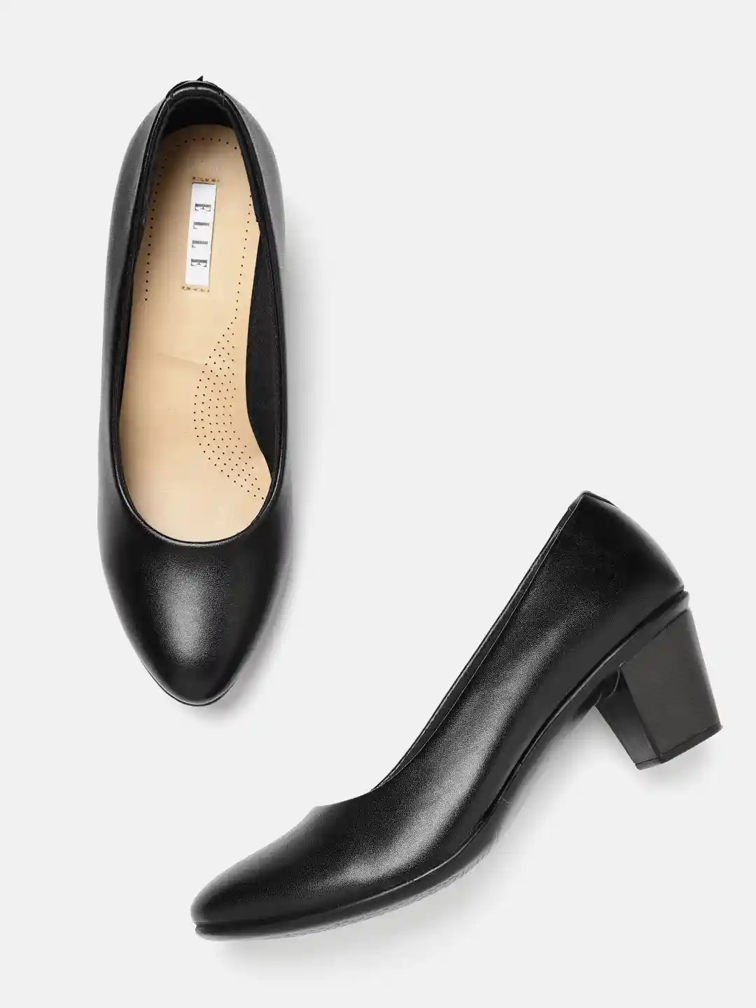 ELLE Black Solid Block Pumps - Main Image