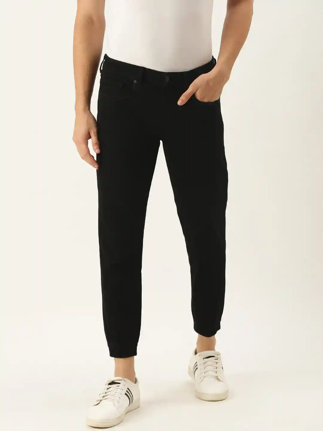 Buy Peter England Casuals Men Black Slim Fit Stretchable Jogger