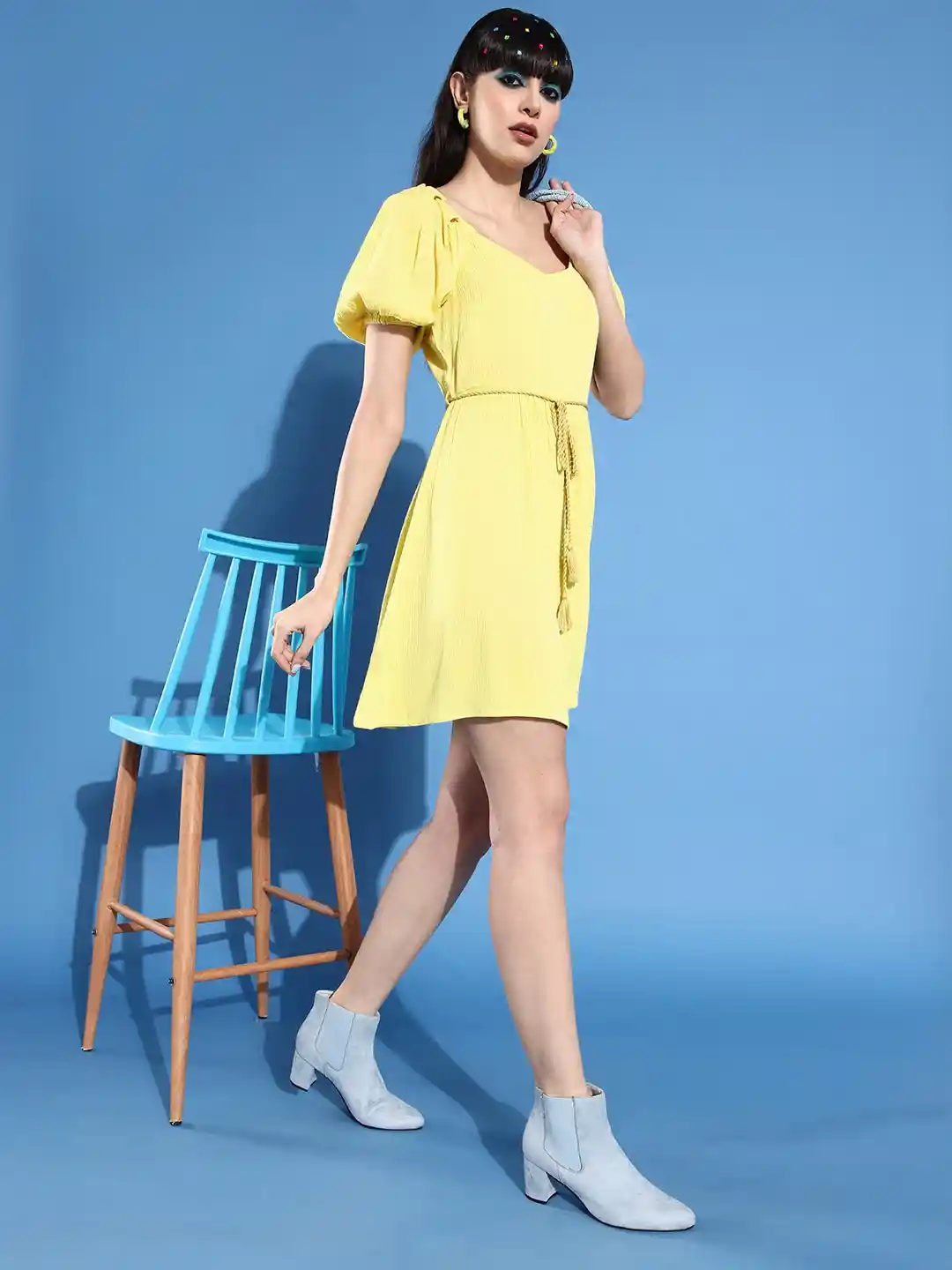 Buy DressBerry Women Bright Yellow Solid Sundress - Dresses for Women  17108444 | Myntra