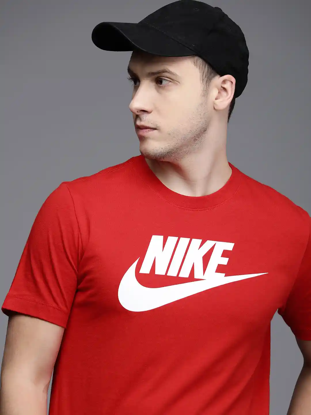 Buy Nike Men Red White Brand Logo Printed Casual T-shirt