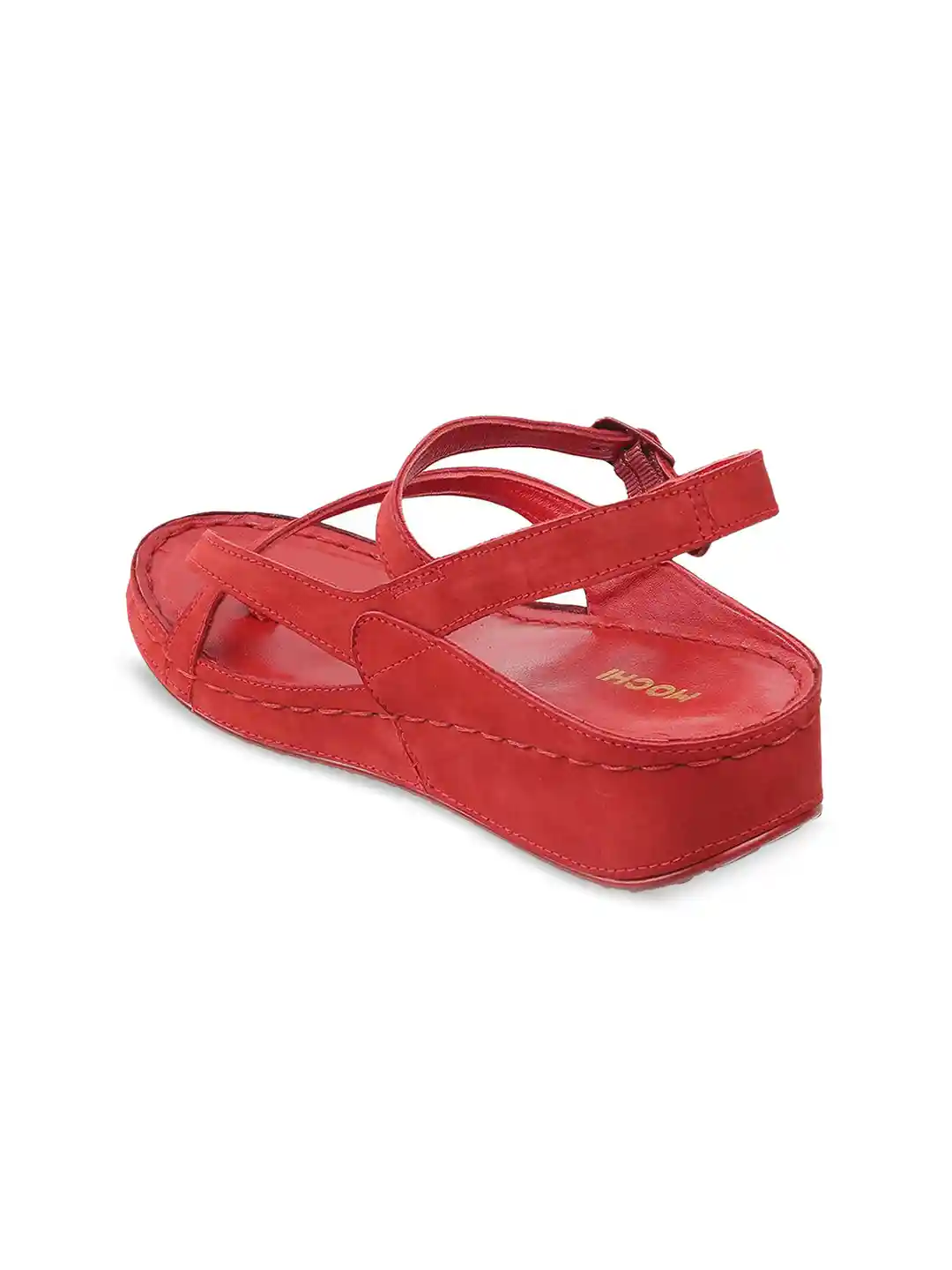 Buy Mochi Red Suede Wedge Sandals Heels for Women 17121970 Myntra
